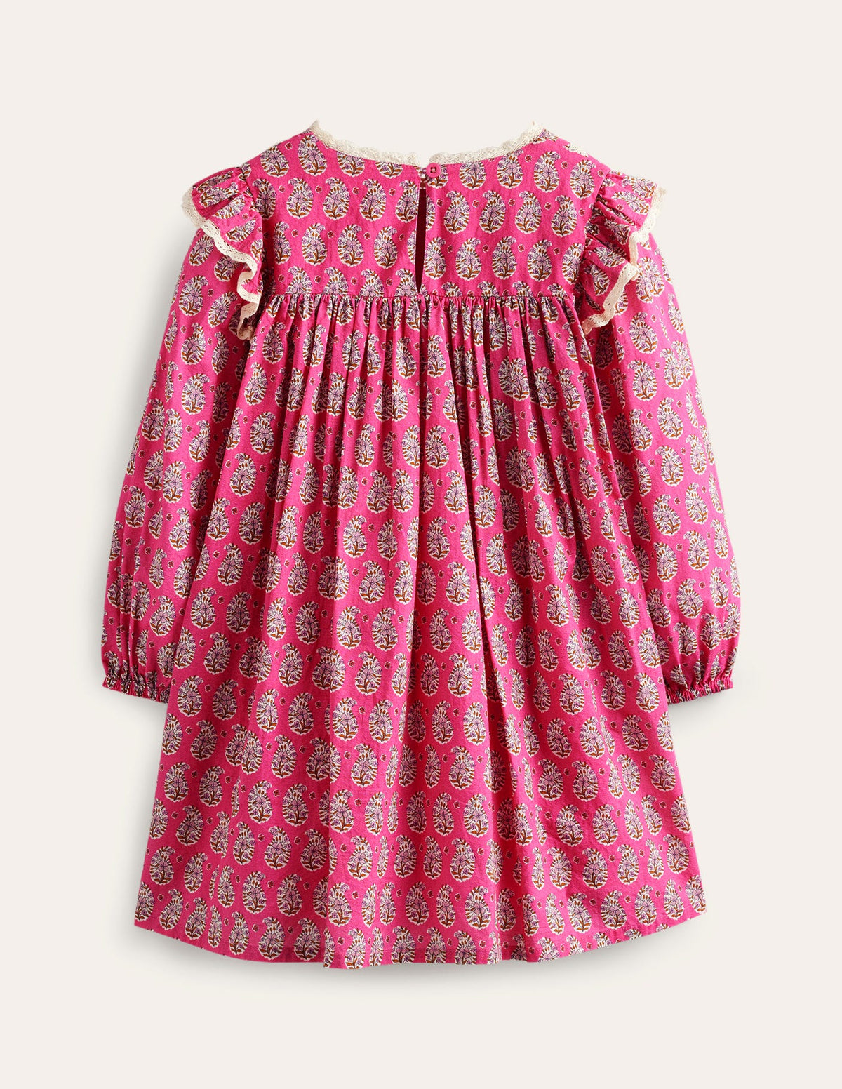 Lace Trim Printed Dress-Mid Pink Paisley - Image 2