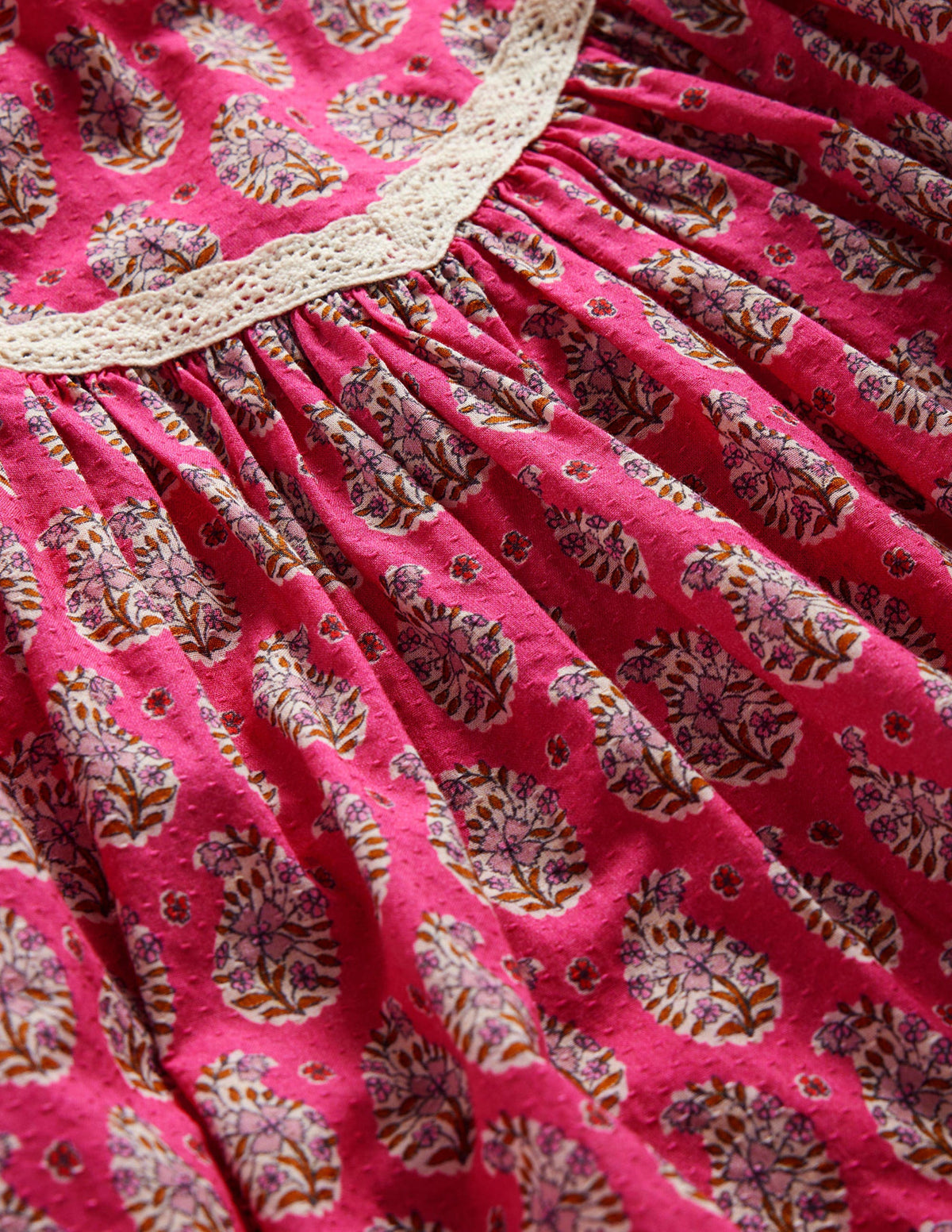Lace Trim Printed Dress-Mid Pink Paisley-3