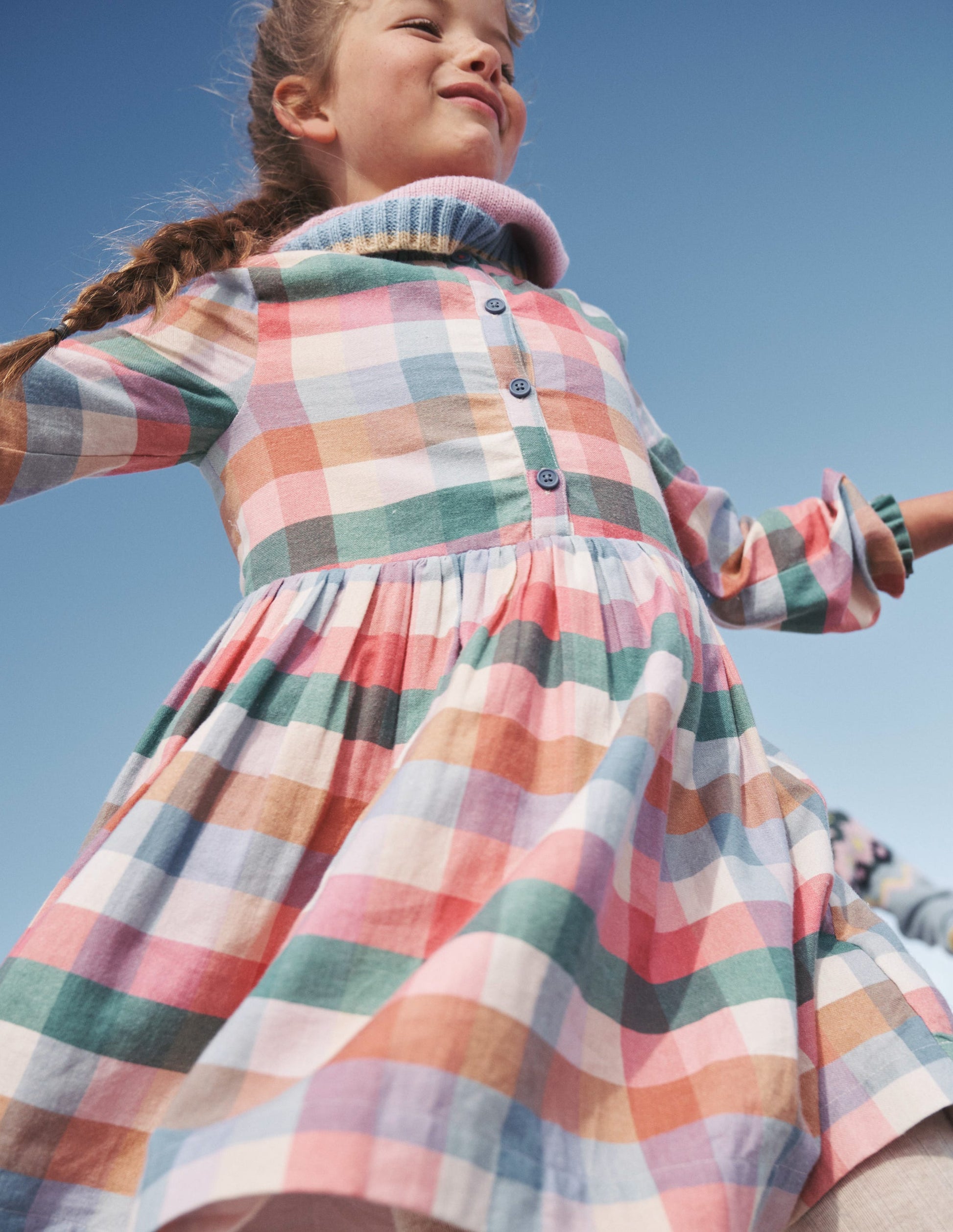 Drop Waist Shirt Dress-Pink / Green Multi Gingham-4