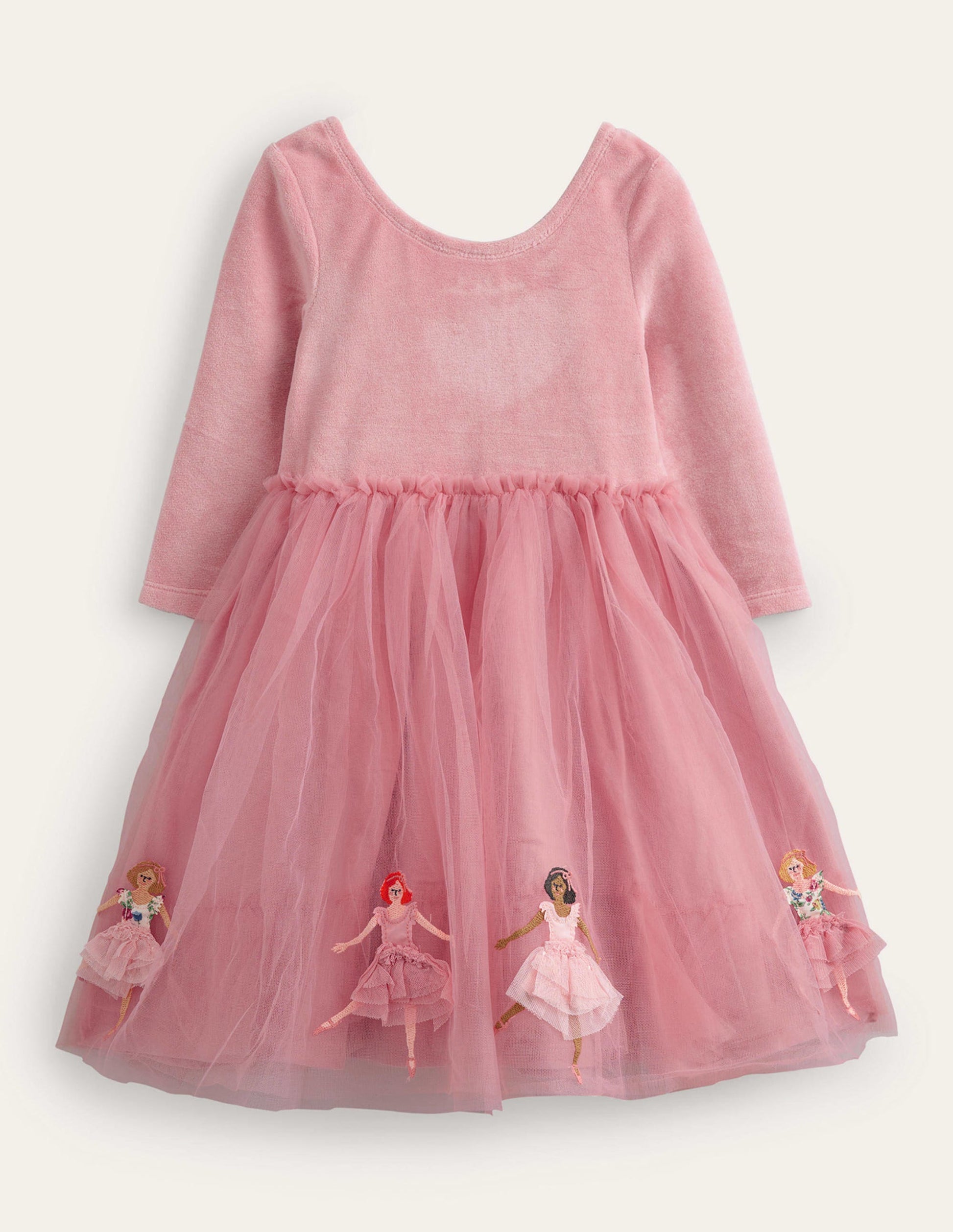 Applique Velvet Tulle Dress-Almond Pink Ballerinas-1