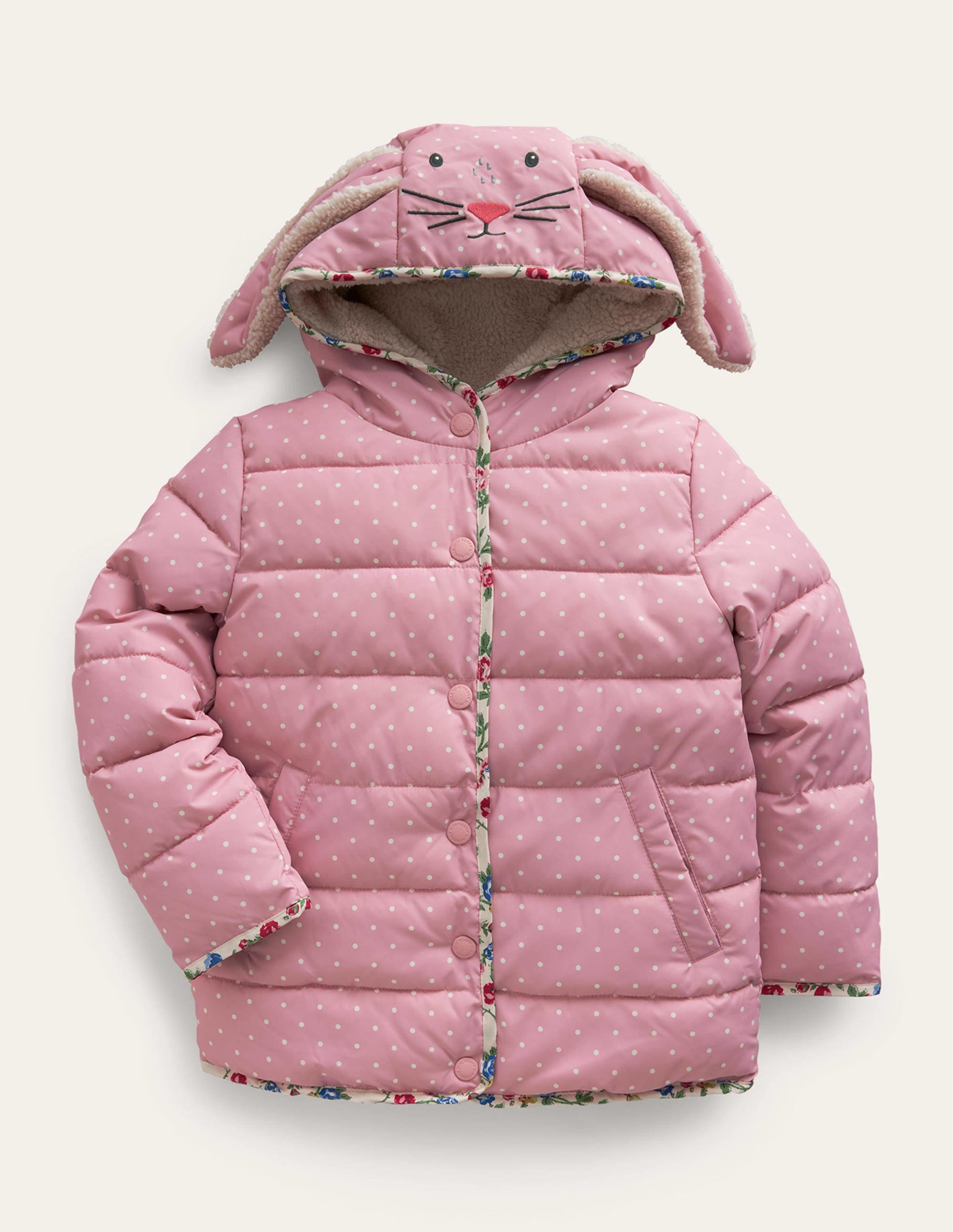 Novelty Padded Coat-Putty / Vintage Pink Spot - Image 1