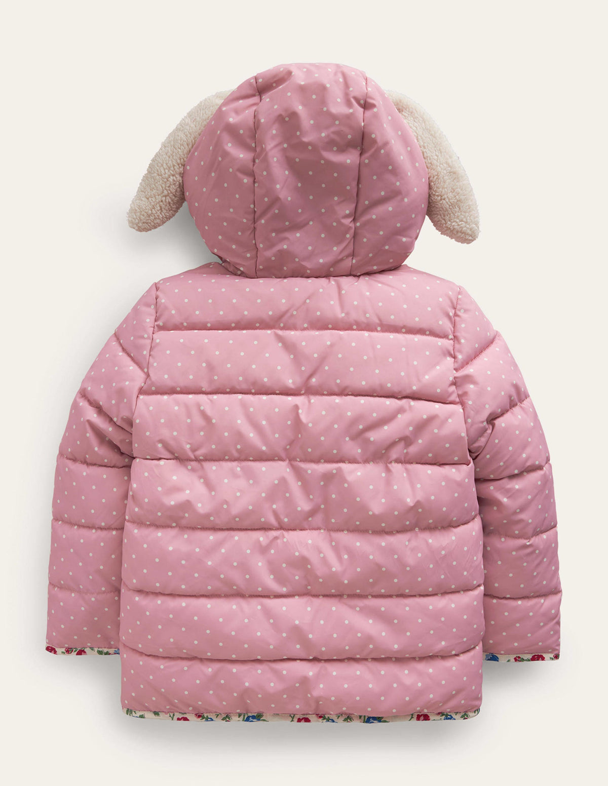 Novelty Padded Coat-Putty / Vintage Pink Spot-2
