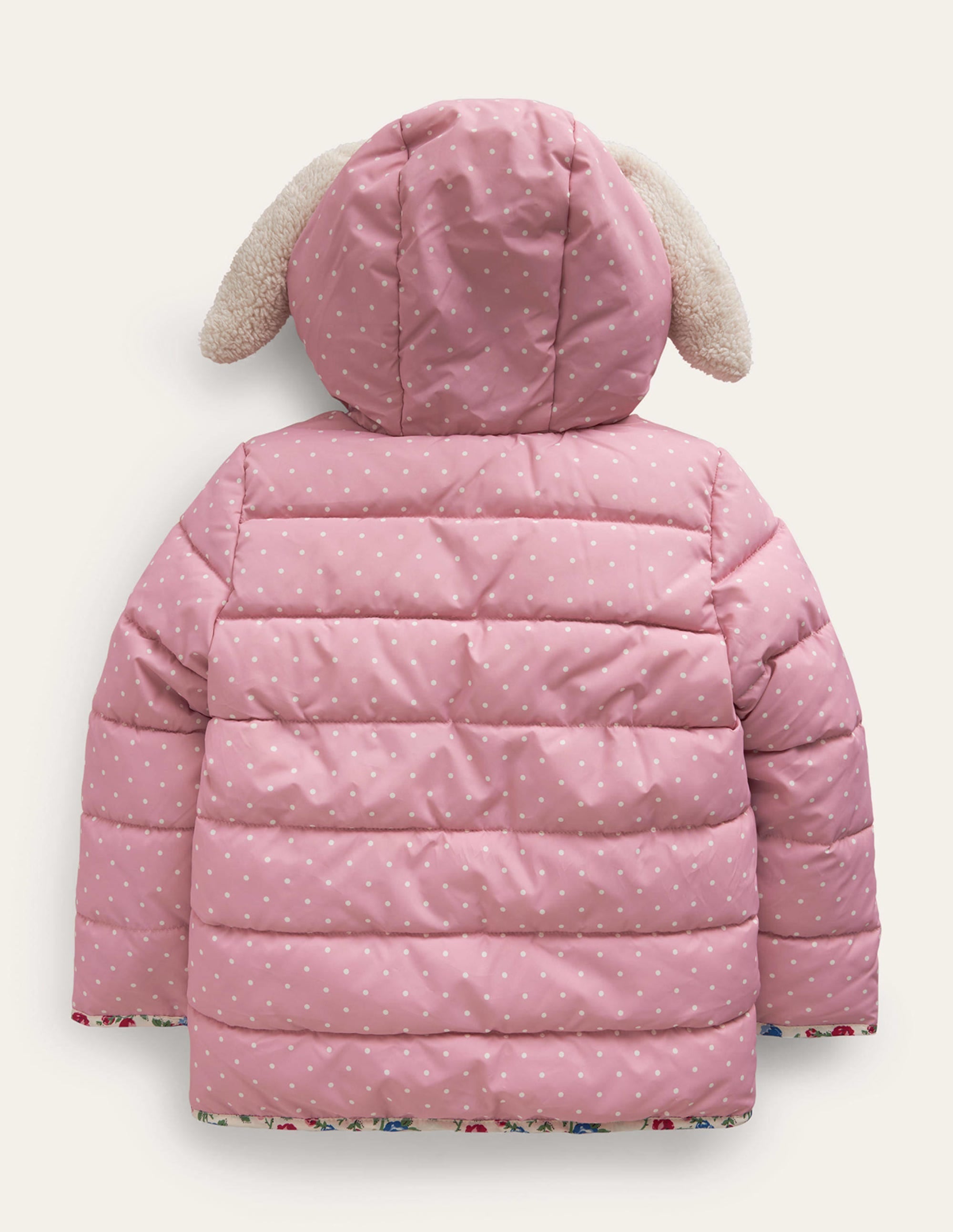 Novelty Padded Coat-Putty / Vintage Pink Spot - Image 2