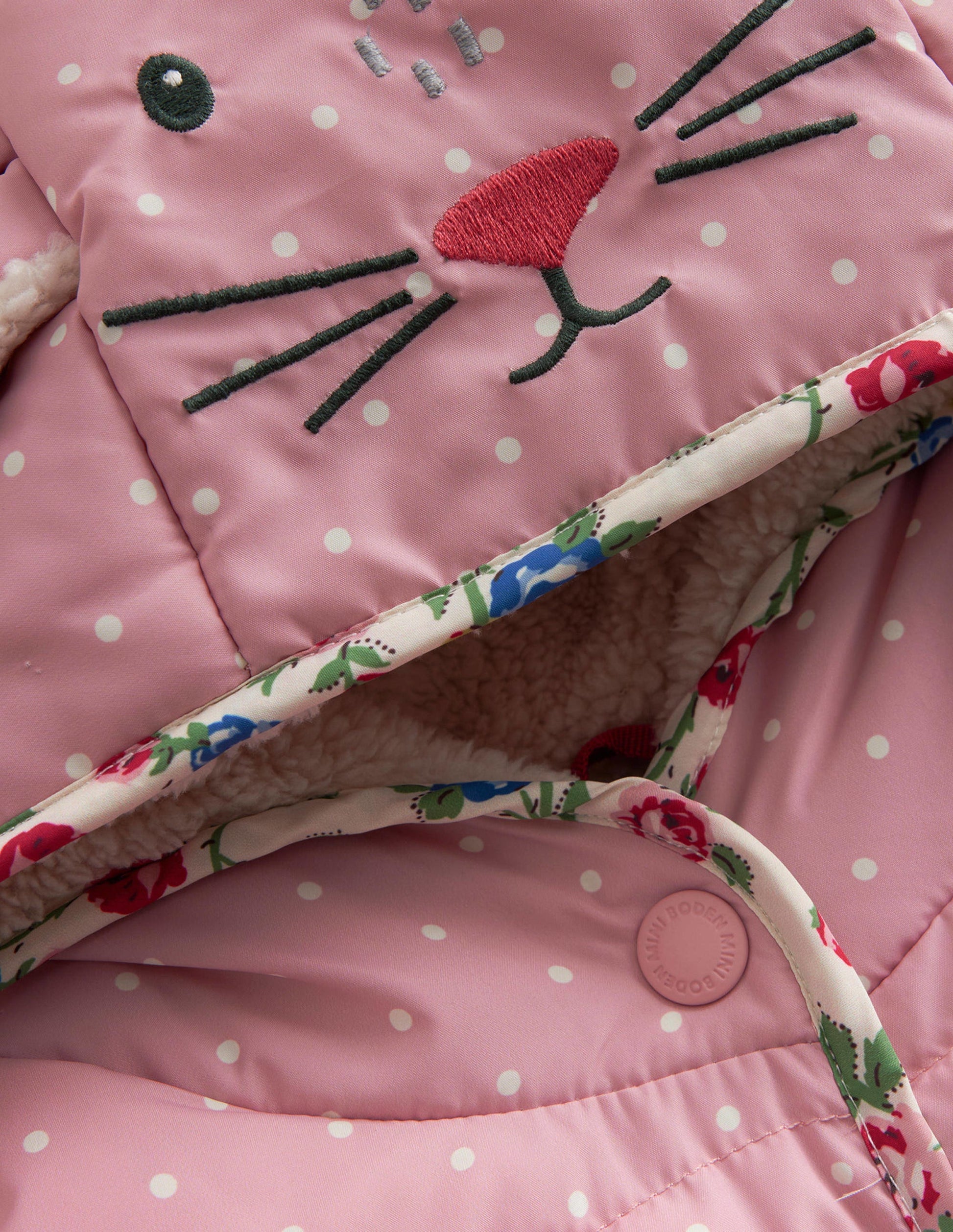 Novelty Padded Coat-Putty / Vintage Pink Spot-3
