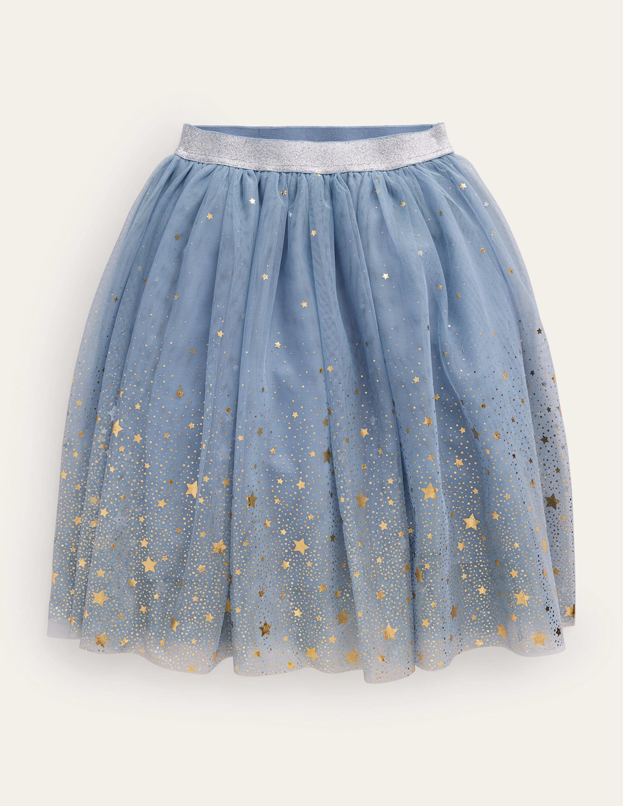 Metallic Ombre Tulle Skirt-Pebble Blue / Gold Ombre Stars - Image 1