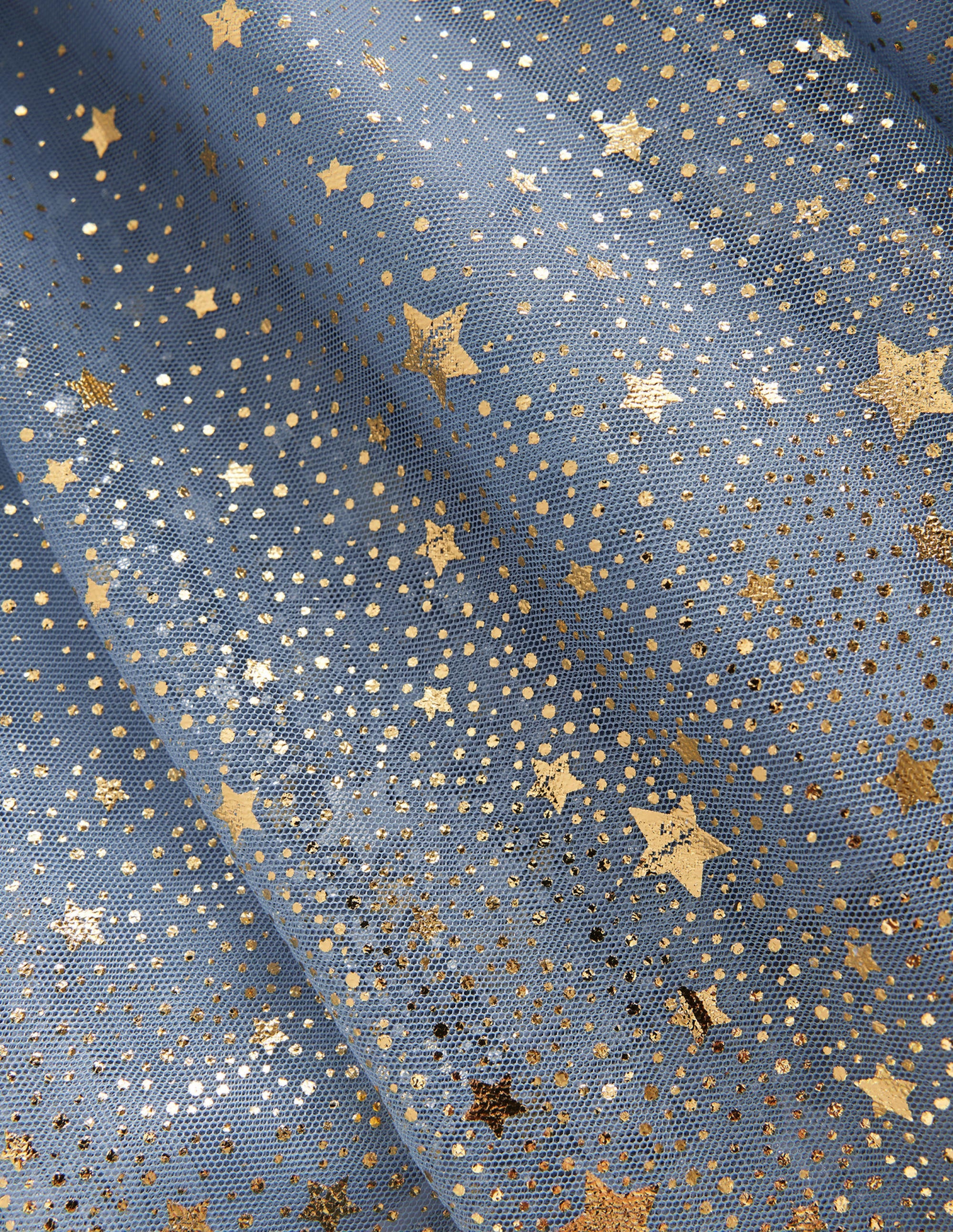 Metallic Ombre Tulle Skirt-Pebble Blue / Gold Ombre Stars - Image 3