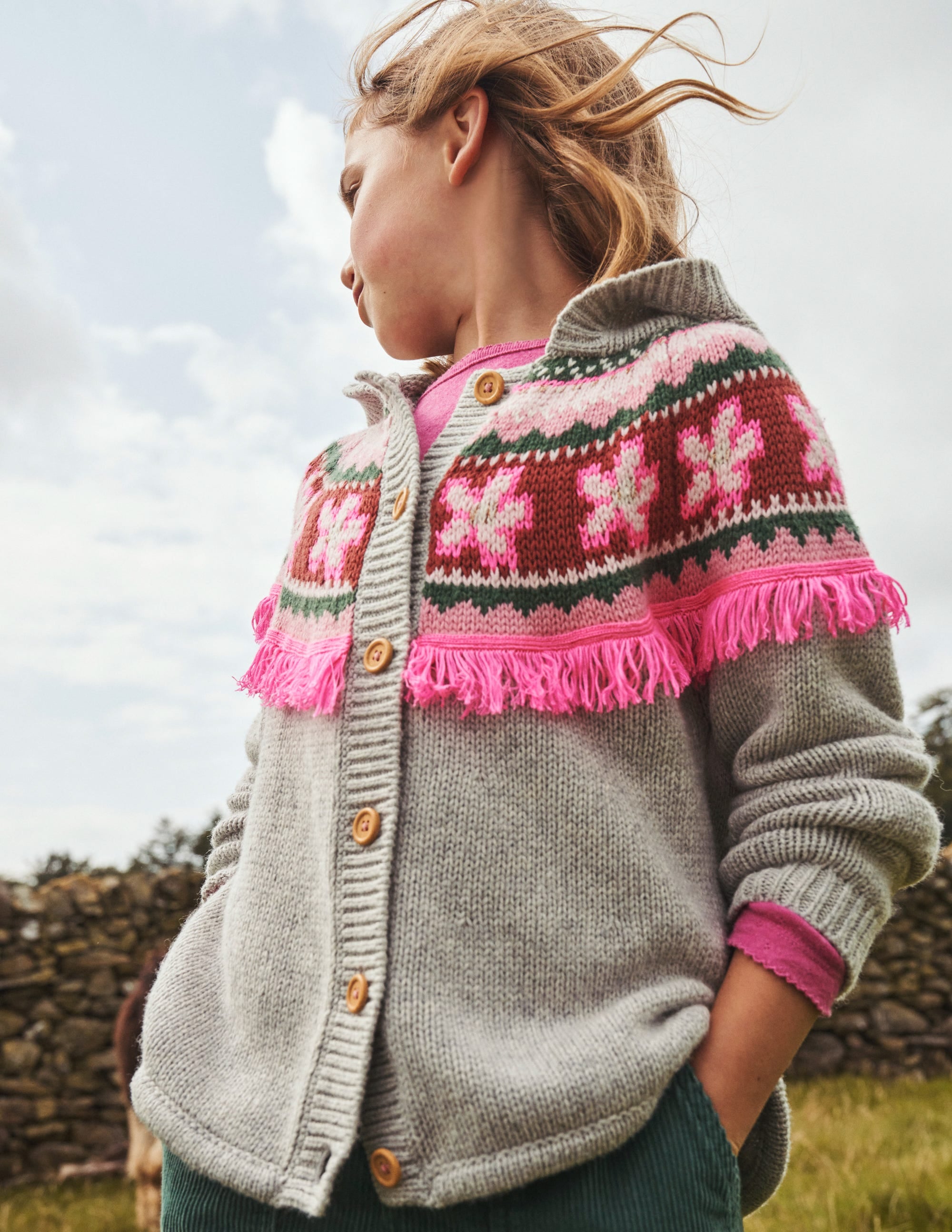 Poncho Cardigan-Grey Marl - Image 4