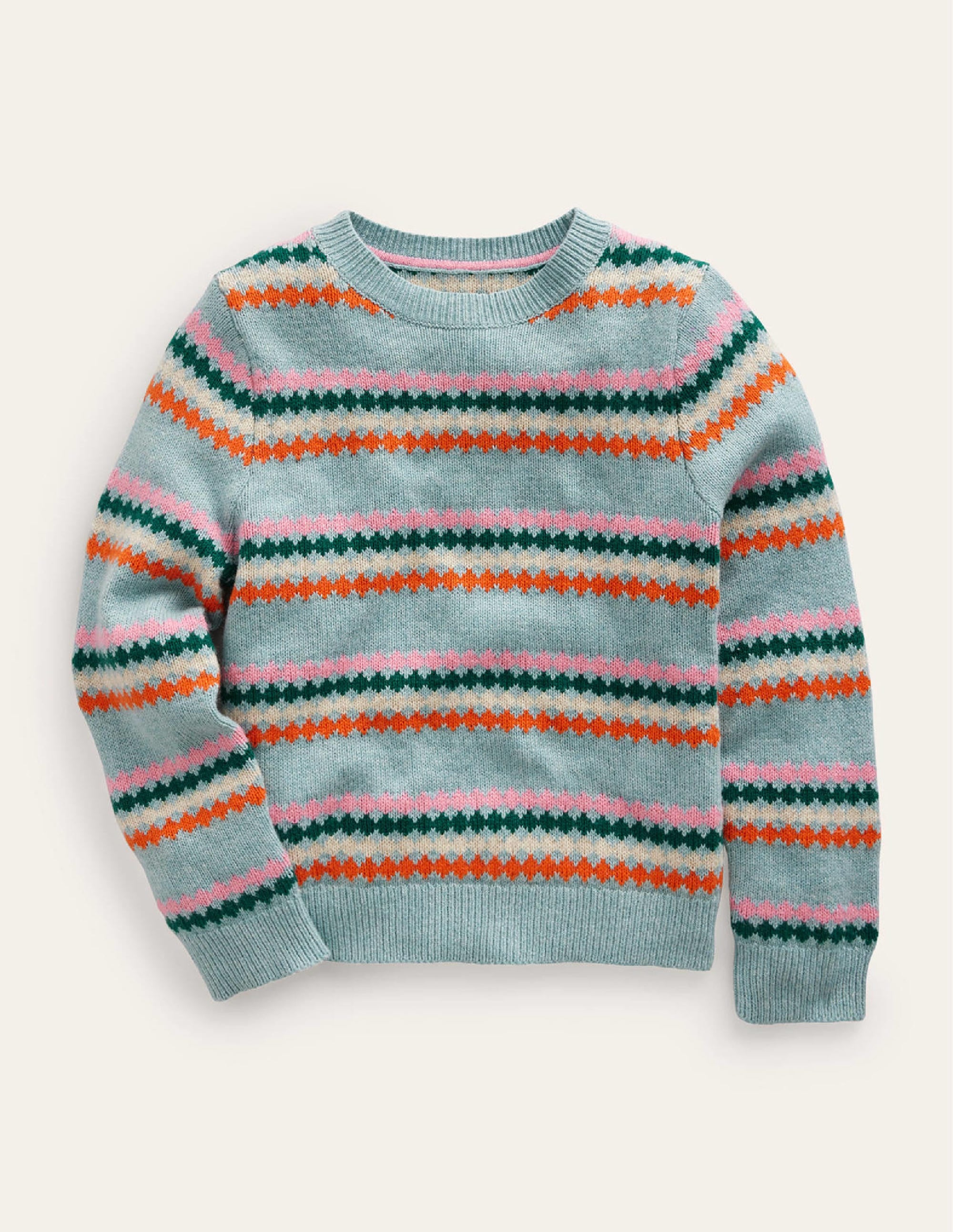 All Over Fair Isle Jumper-Dusk Blue Stripe - Image 1