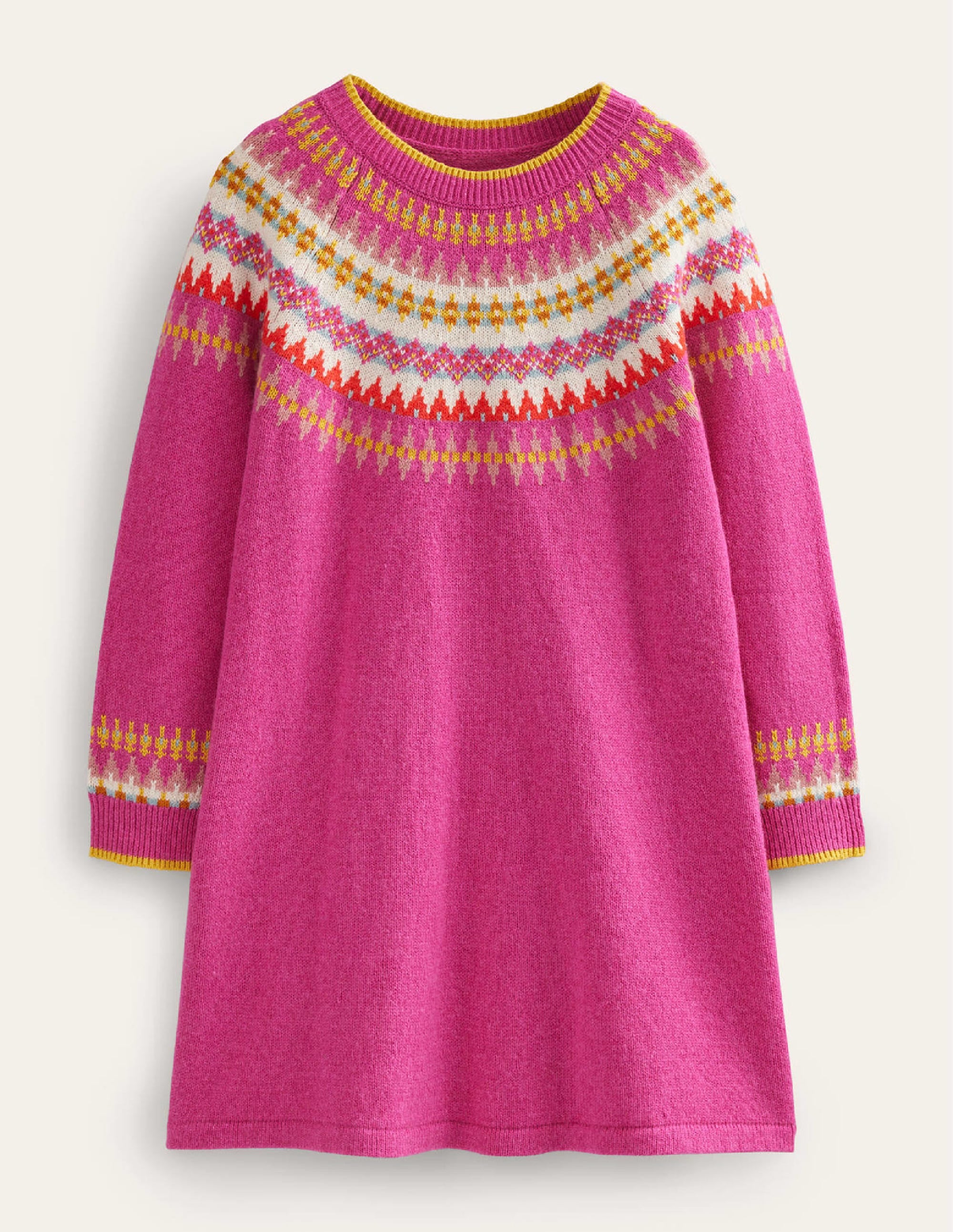 Fair Isle Jumper Dress-Mid Pink Fair Isle - Image 1