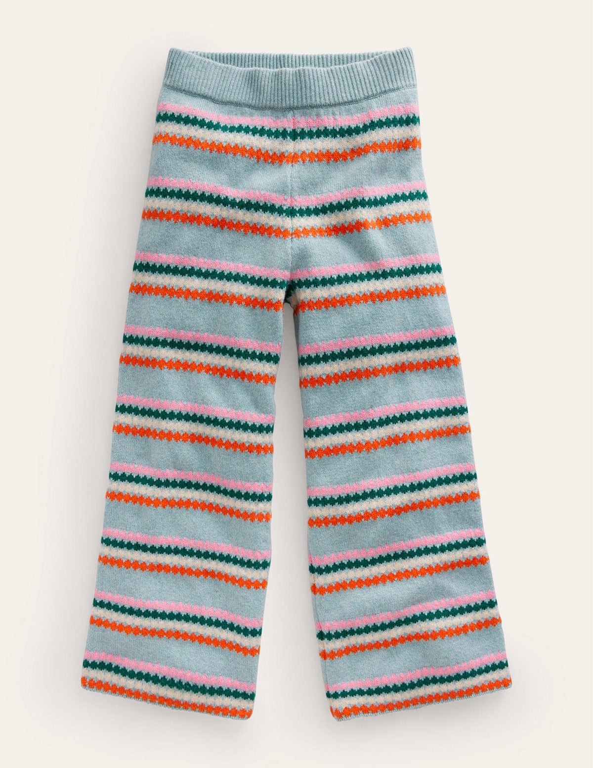 Wide Leg Knitted Trousers-Dusk Blue Stripe-1