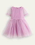 Tulle Ruffle Waist Dress-Lilac Blush