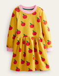 Printed Sweatshirt Dress-Oil yellow Apples