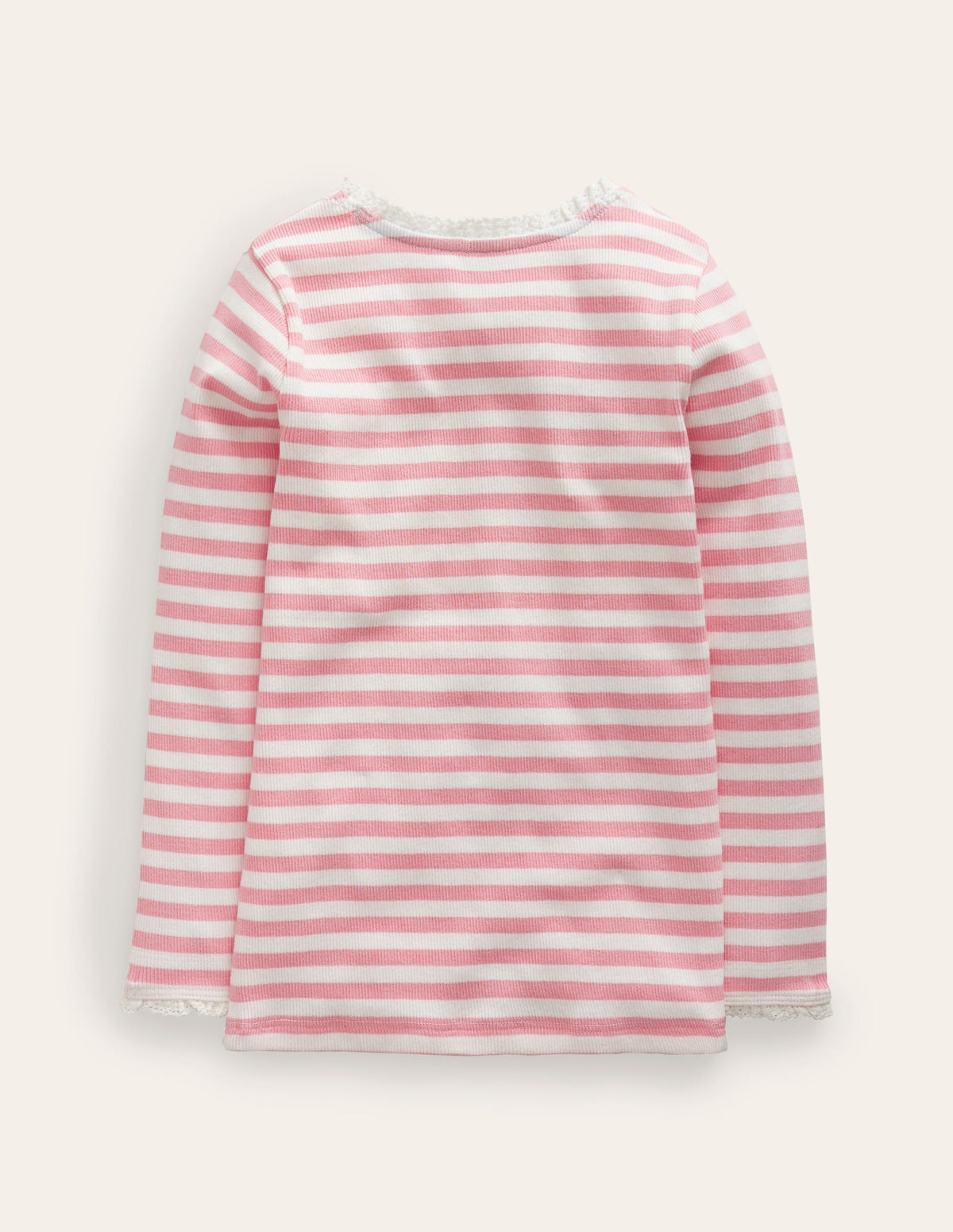 Ribbed Long Sleeve T-Shirt-Ballet Pink/Ivory - Image 2