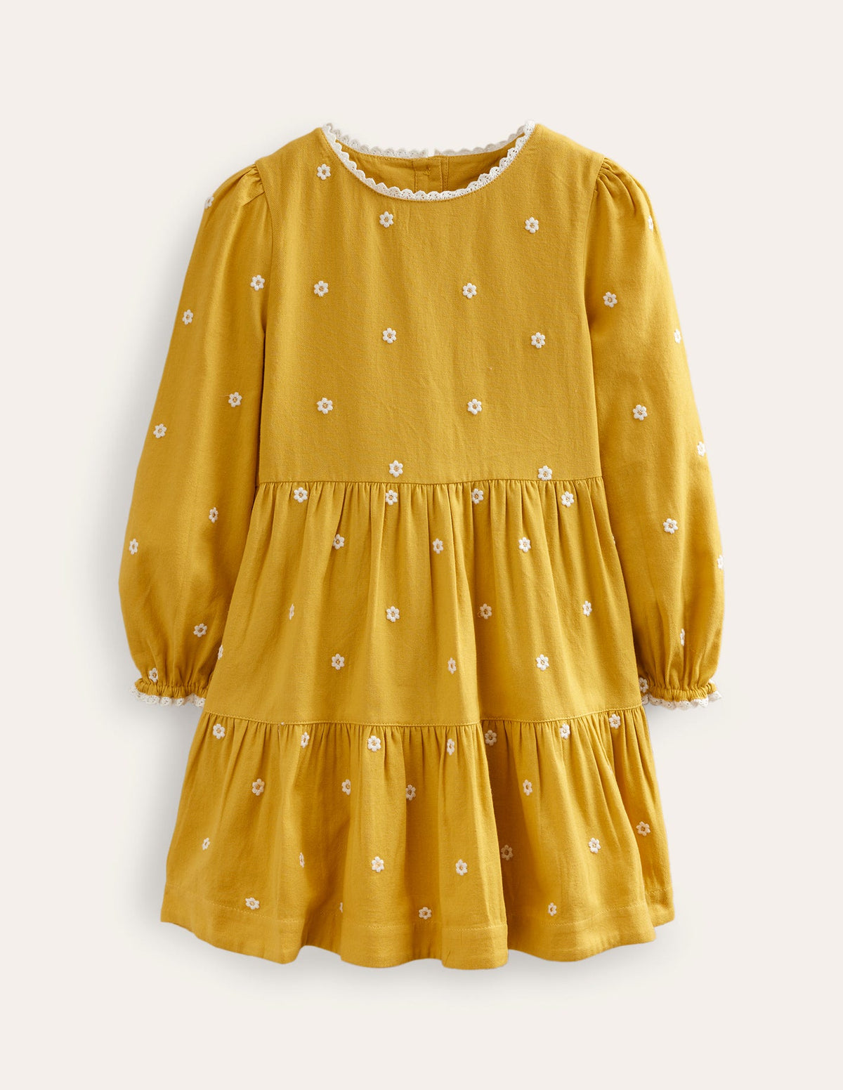 Embroidered twirly Dress-Honeycomb Yellow Daisy-1