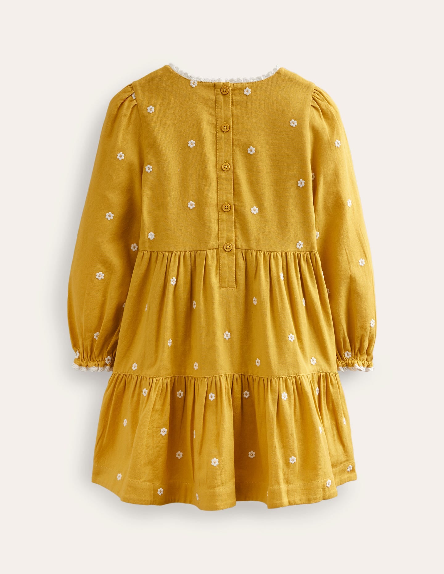 Embroidered twirly Dress-Honeycomb Yellow Daisy-2