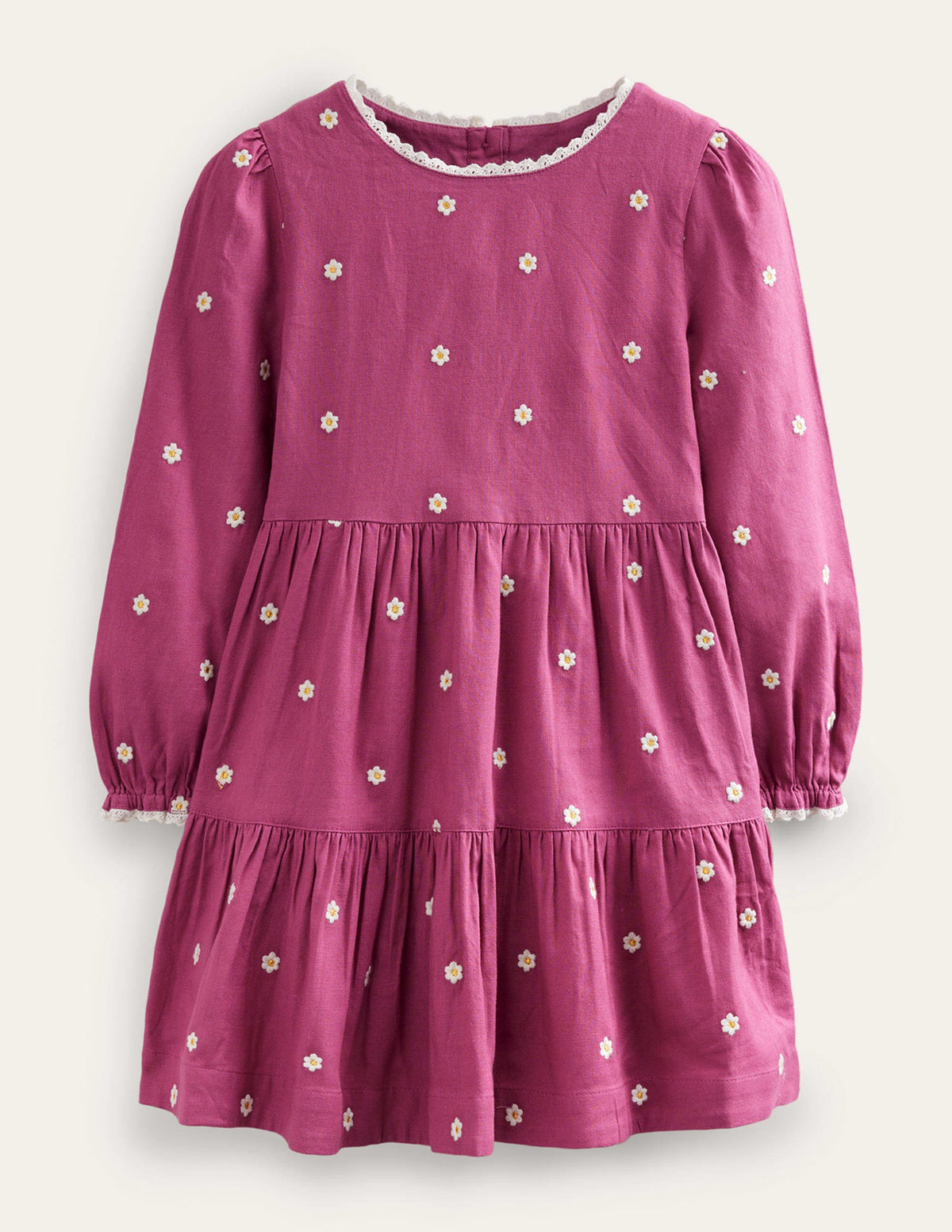 Embroidered twirly Dress-Teacup Pink Daisy - Image 1
