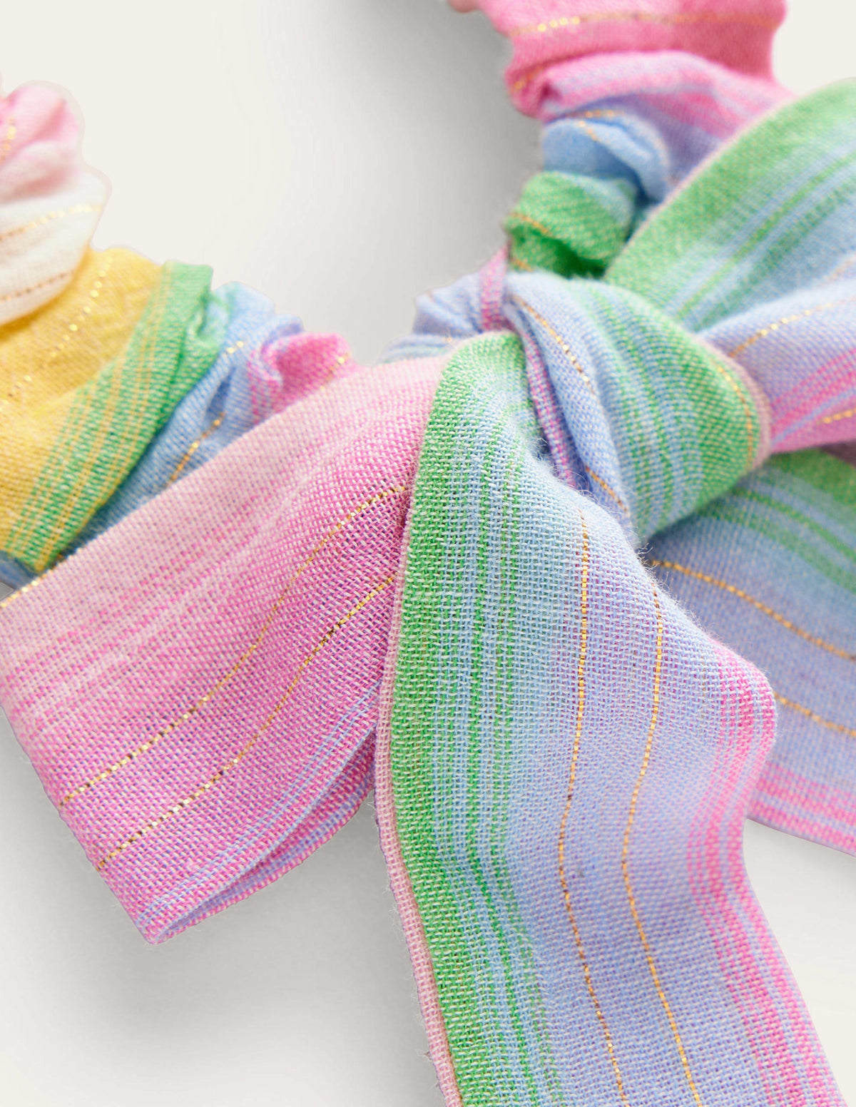 Bow Scrunchie-Multi Rainbow Stripe - Image 2
