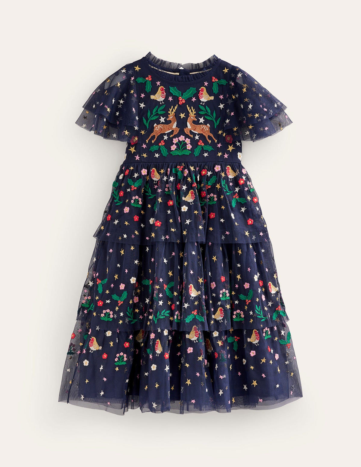 Tulle Embroidered Party Dress-French Navy - Image 1
