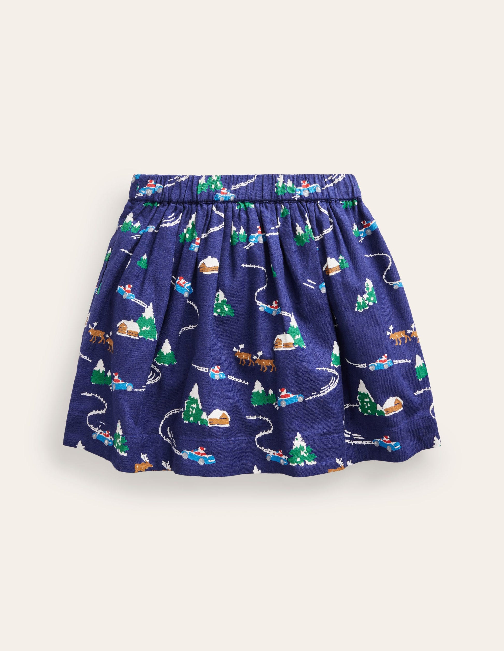 Pull On Twirly Skirt-College Navy Festive Scene-2