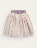 Foil Spot Tulle Midi Skirt-Mountain Heather