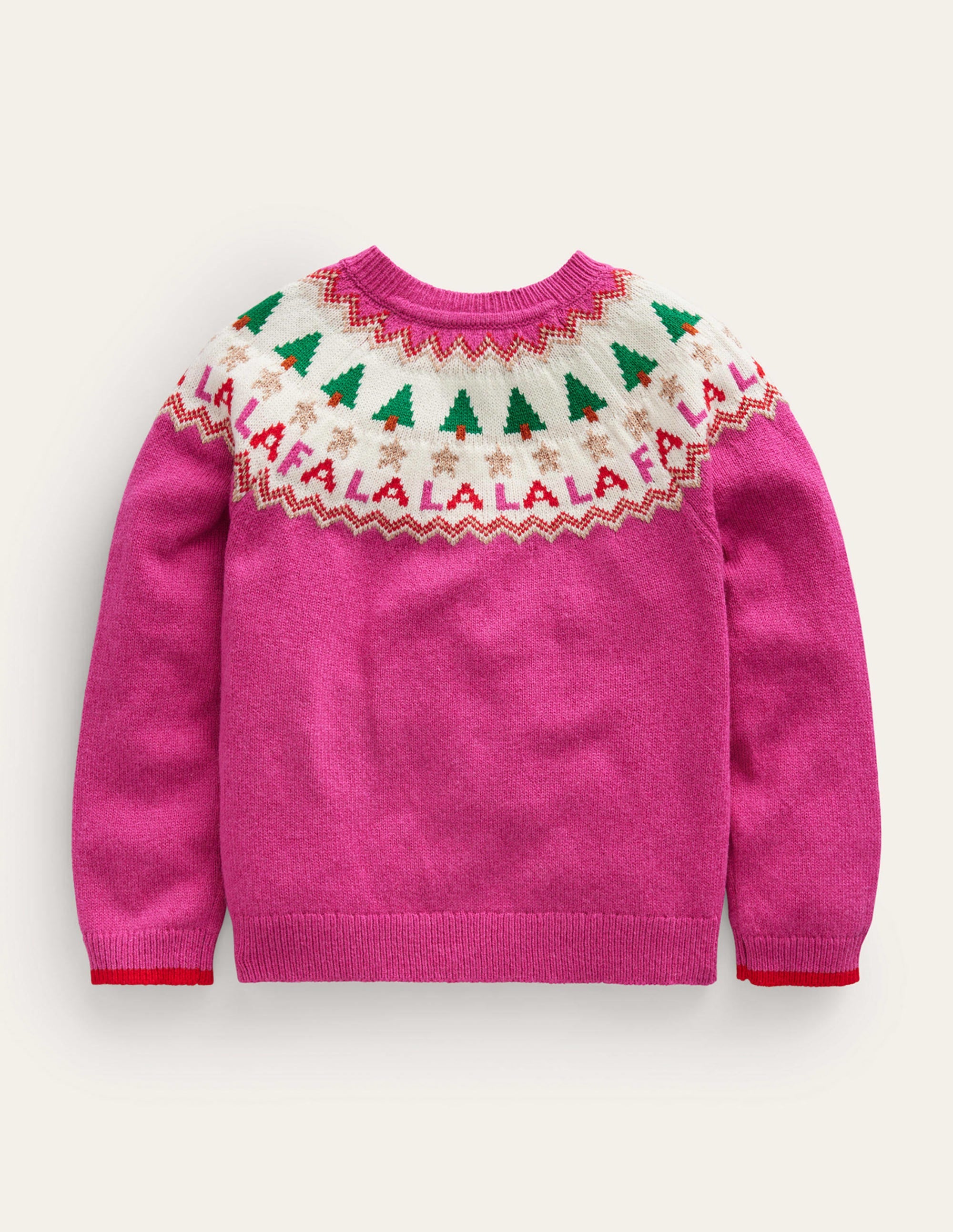 Fun Fair Isle Cardigan-Vibrant Pink Festive - Image 2