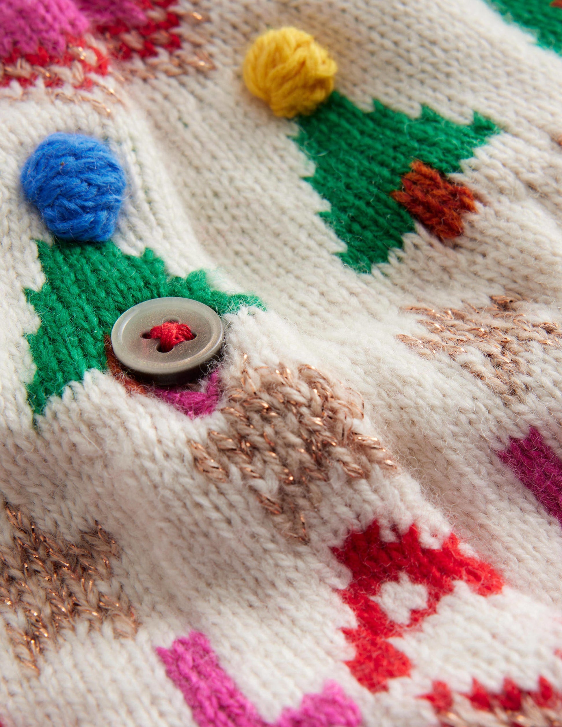 Fun Fair Isle Cardigan-Vibrant Pink Festive-3