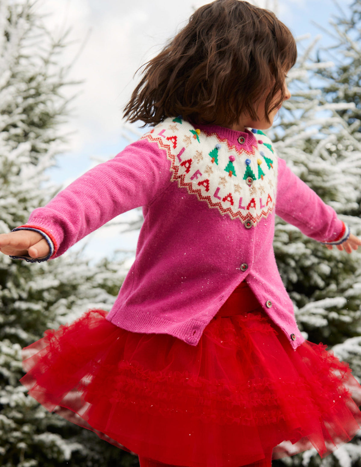 Fun Fair Isle Cardigan-Vibrant Pink Festive-4