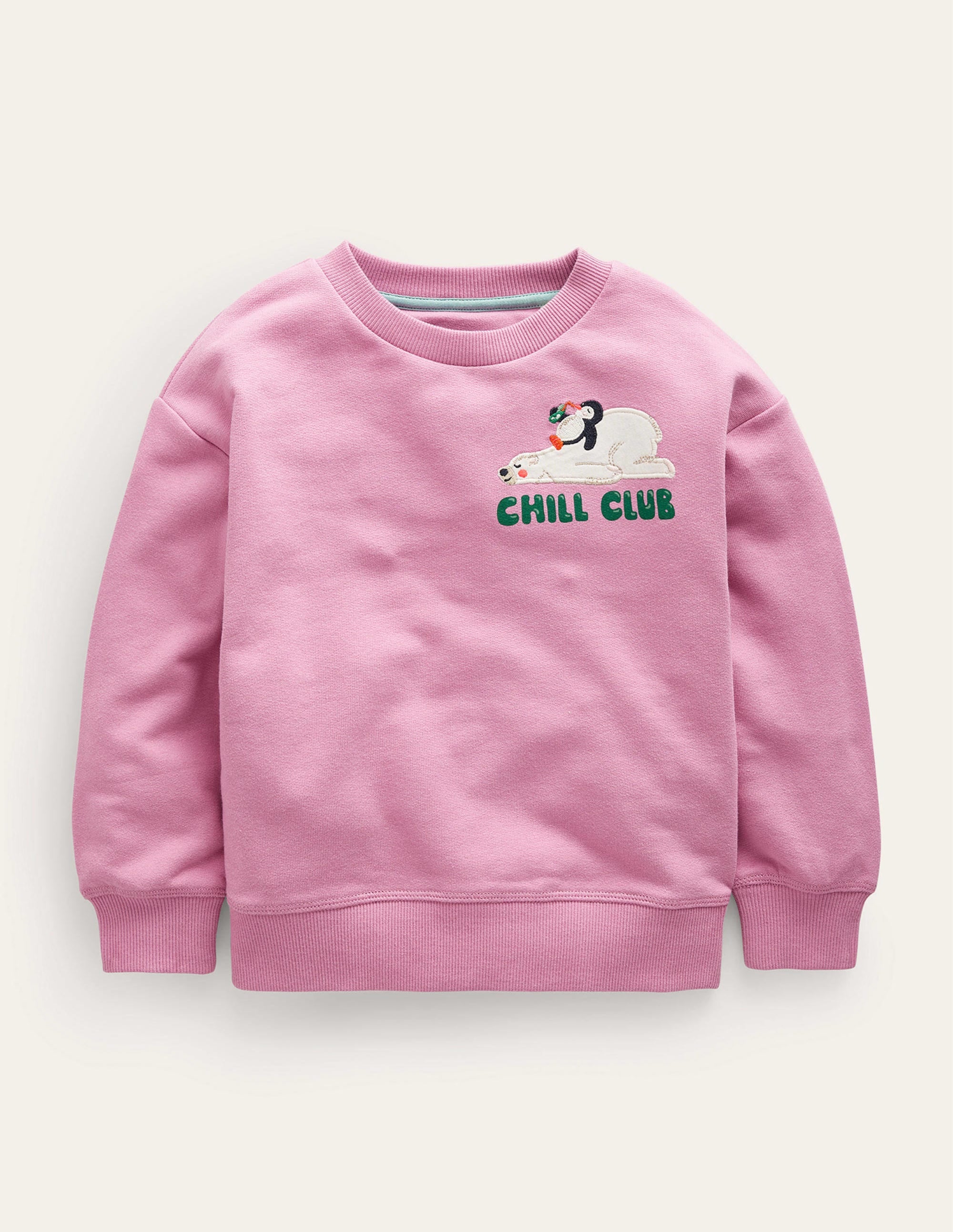 Relaxed Logo Sweatshirt-Sherbet Pink Polar Bear - Image 1