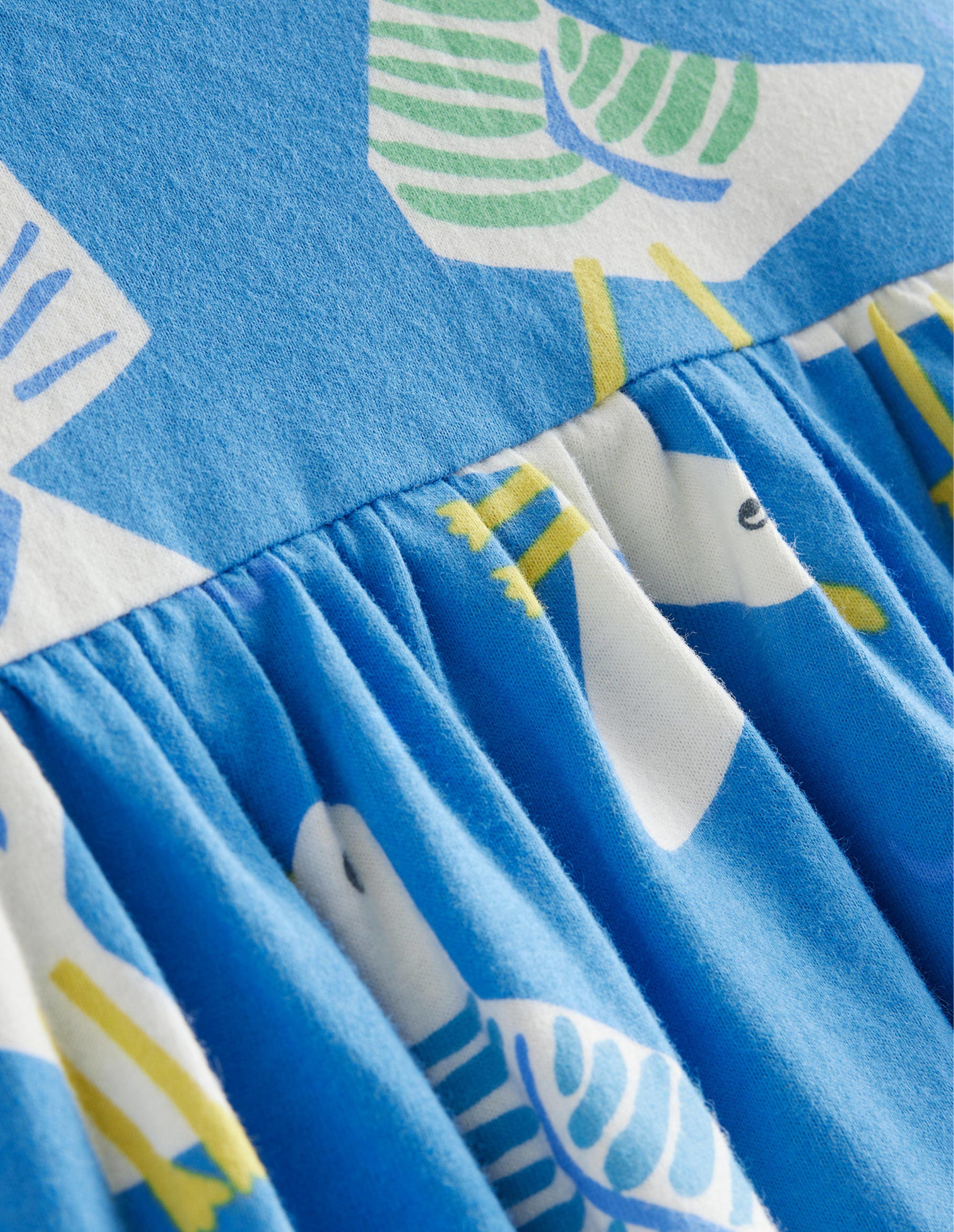 Short-sleeved Fun Jersey Dress-Blue Seagulls - Image 3
