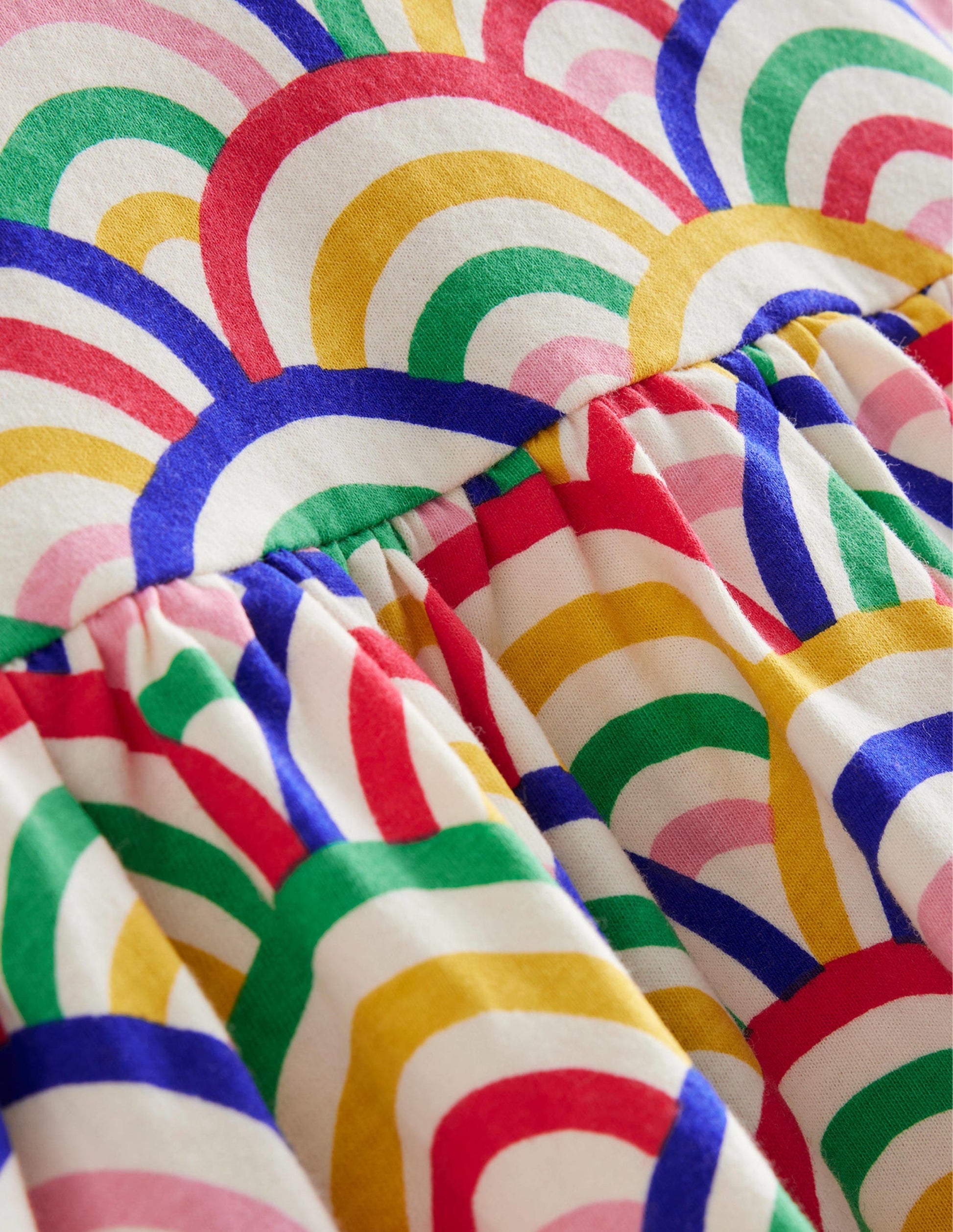 Short-sleeved Fun Jersey Dress-Ivory Multi Rainbow-3