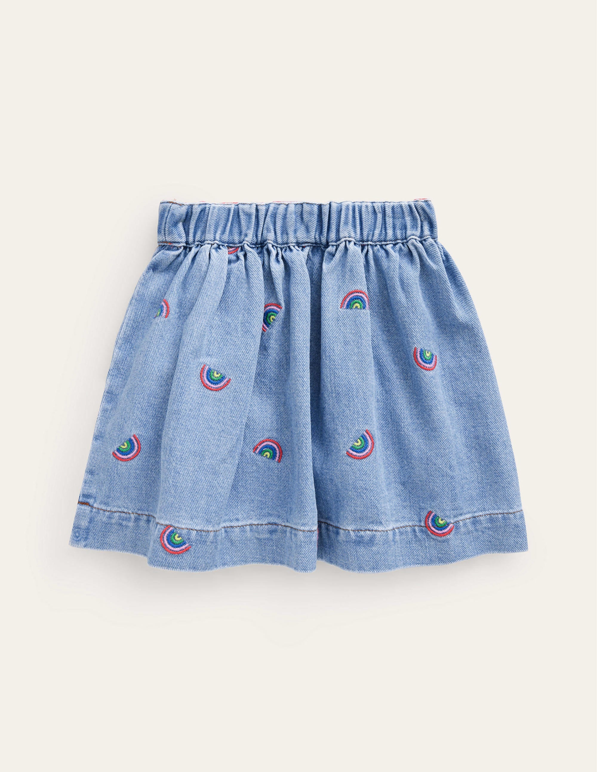 Button Through Twirly Skirt-Scattered Rainbow Embroidery - Image 2