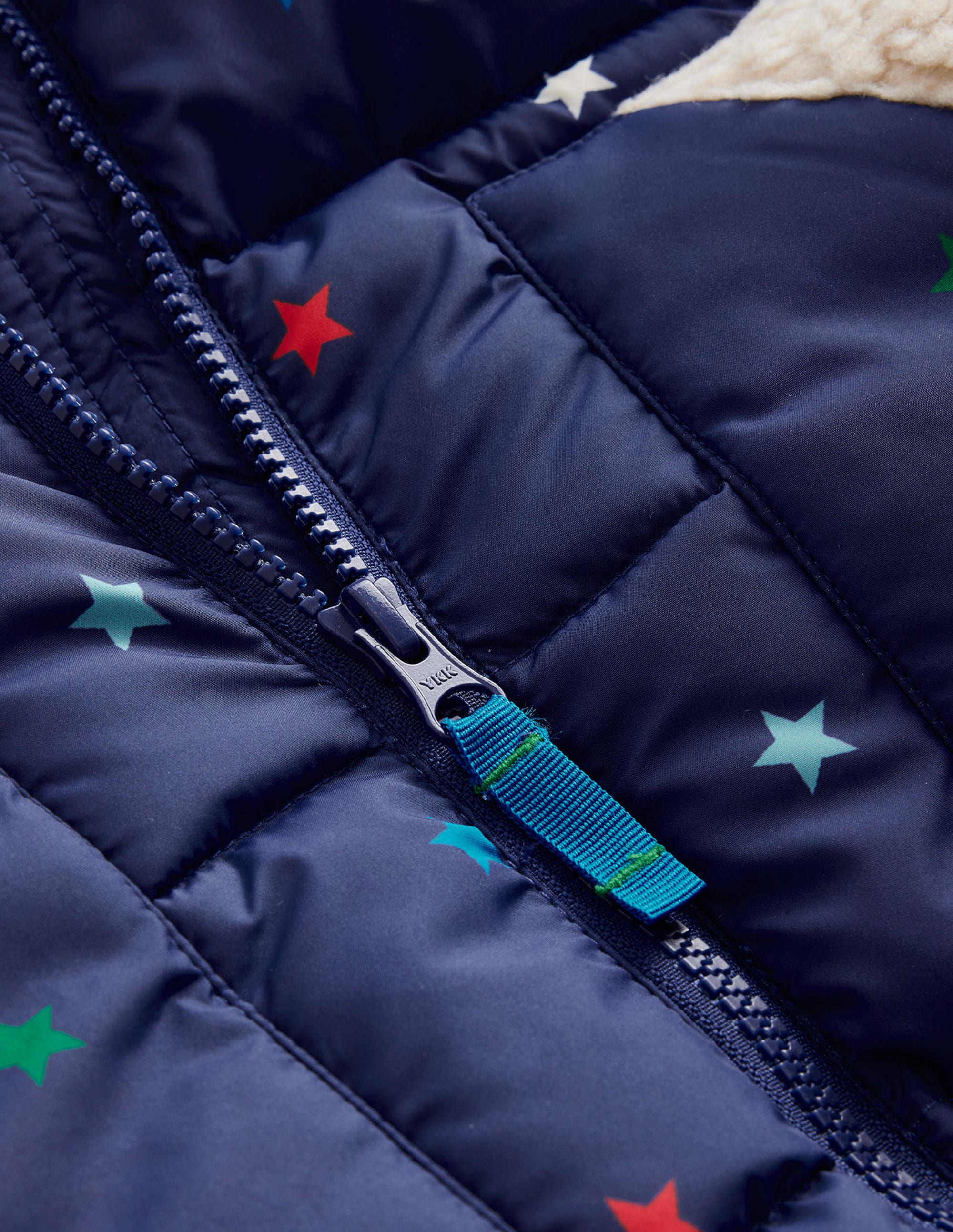 Borg Detail Padded Jacket-Navy / Multi Confetti Star - Image 3