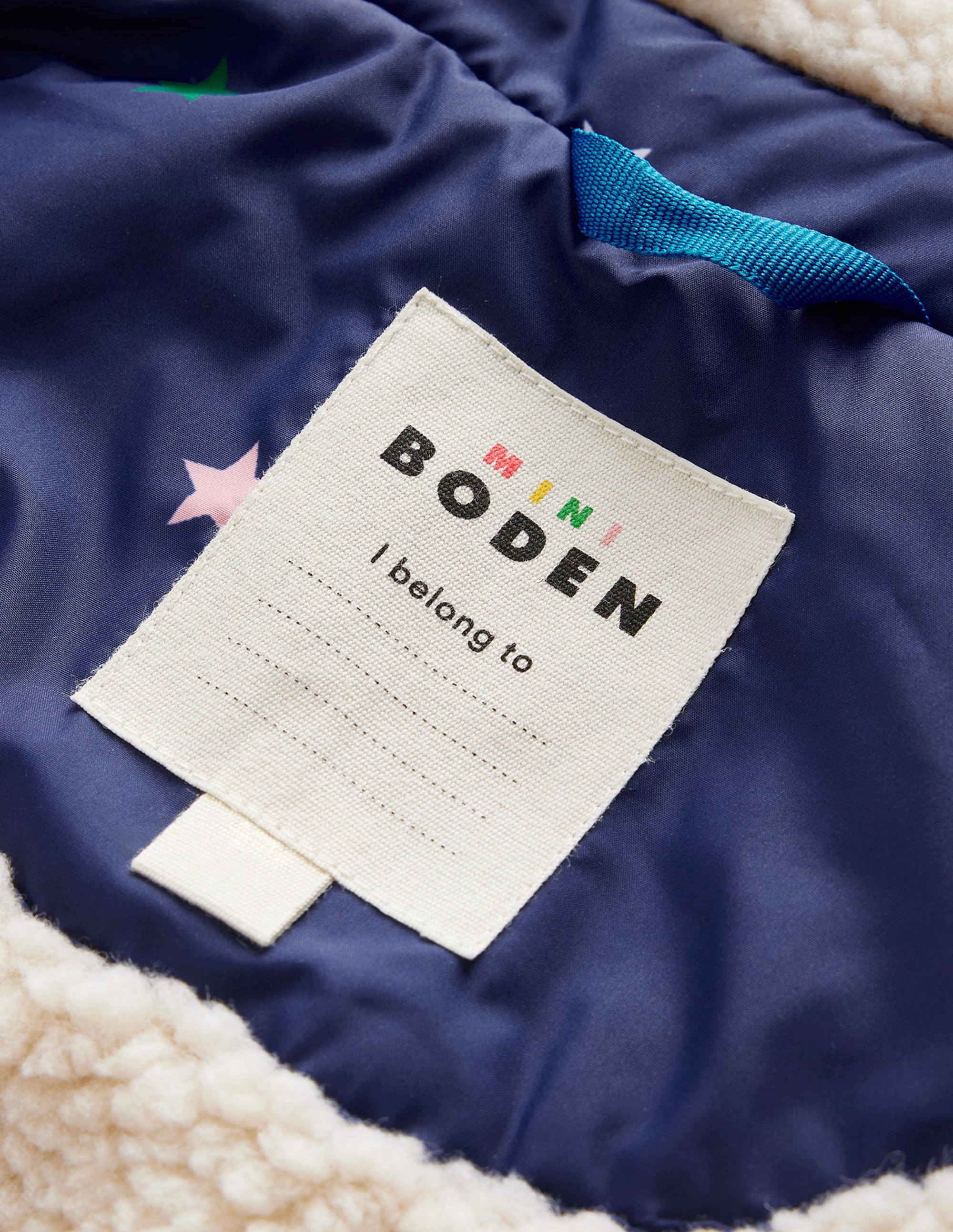 Borg Detail Padded Jacket-Navy / Multi Confetti Star - Image 4