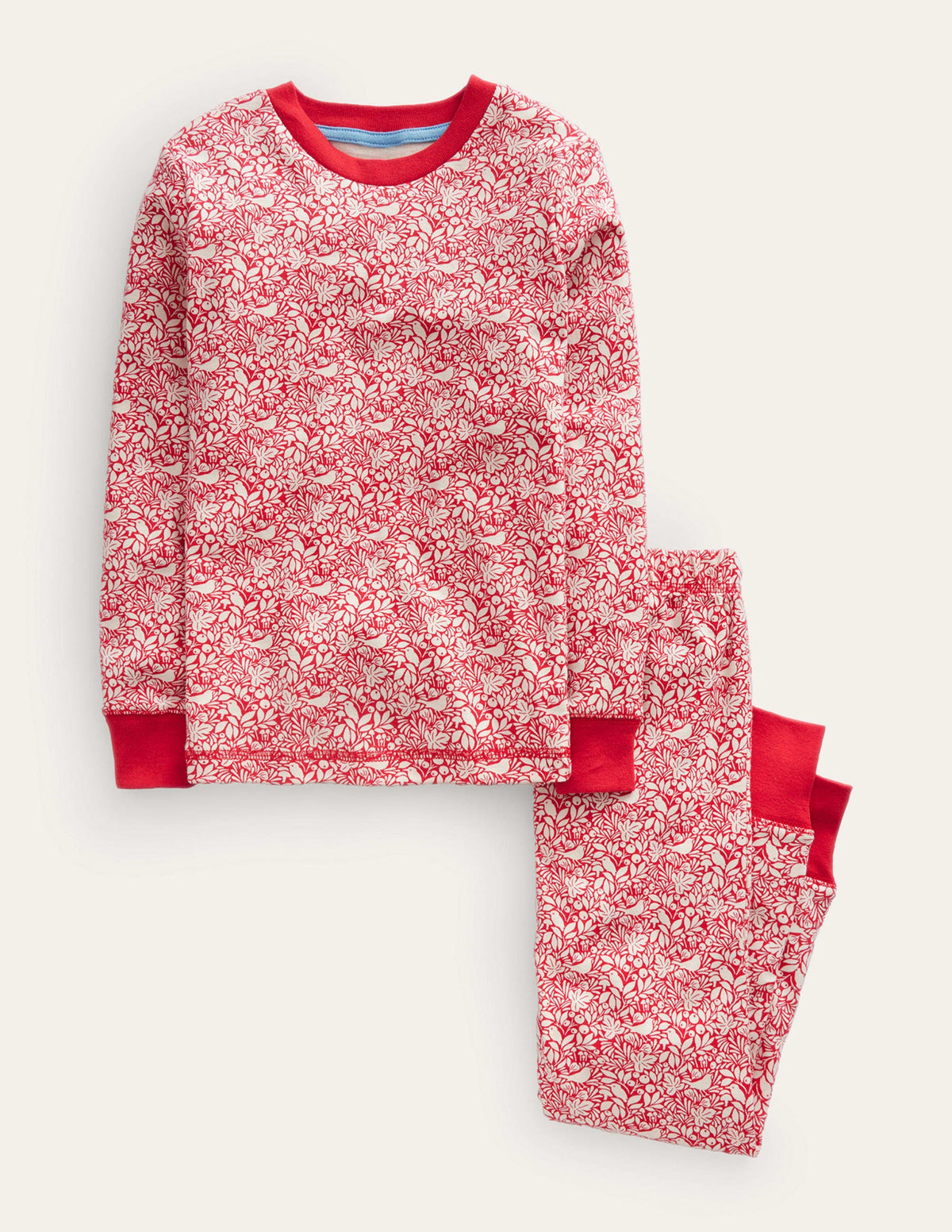Snug Long John Pyjamas-Rockabilly Red Robins - Image 1