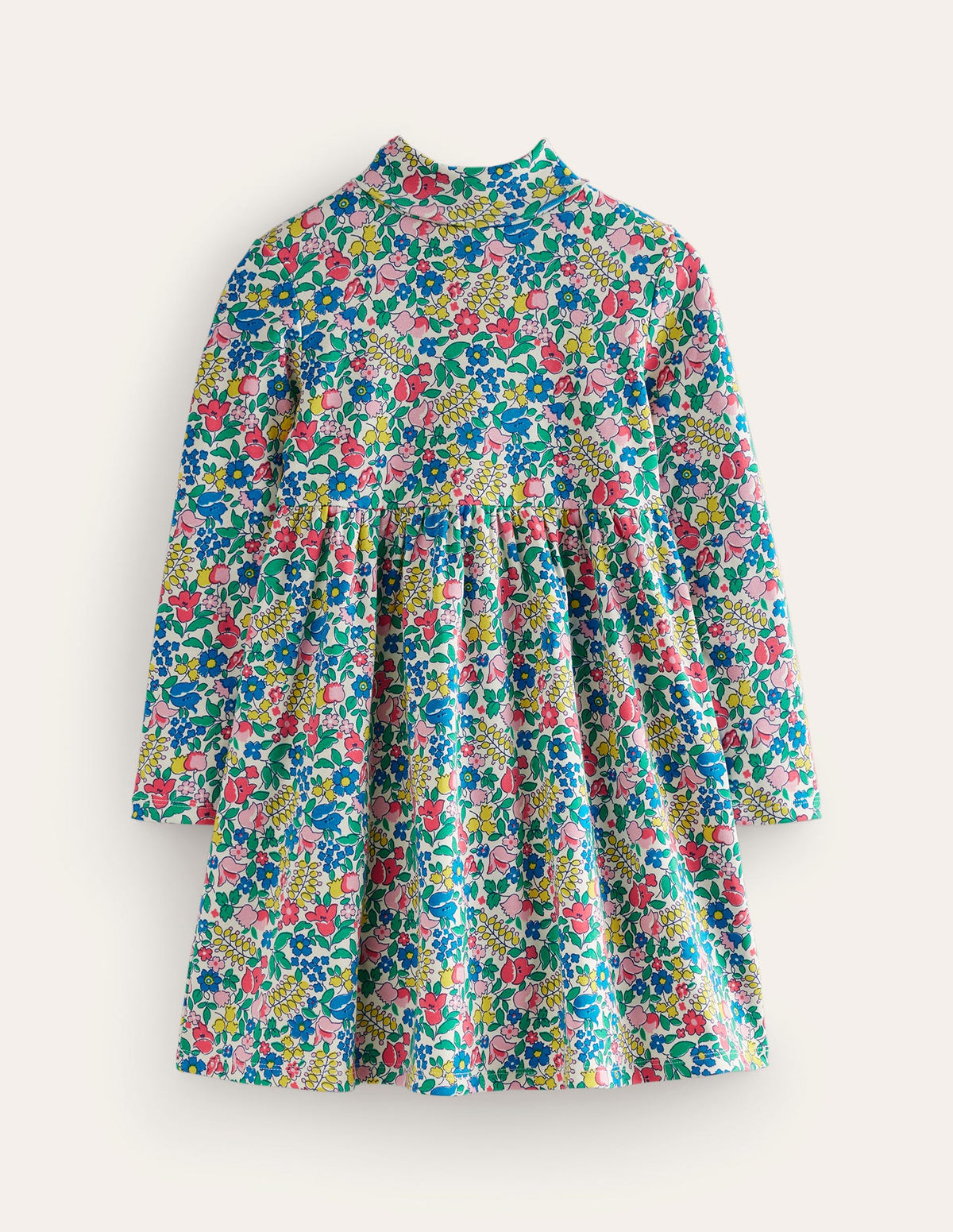 Roll Neck Jersey Dress-Multi Flowerbed-1