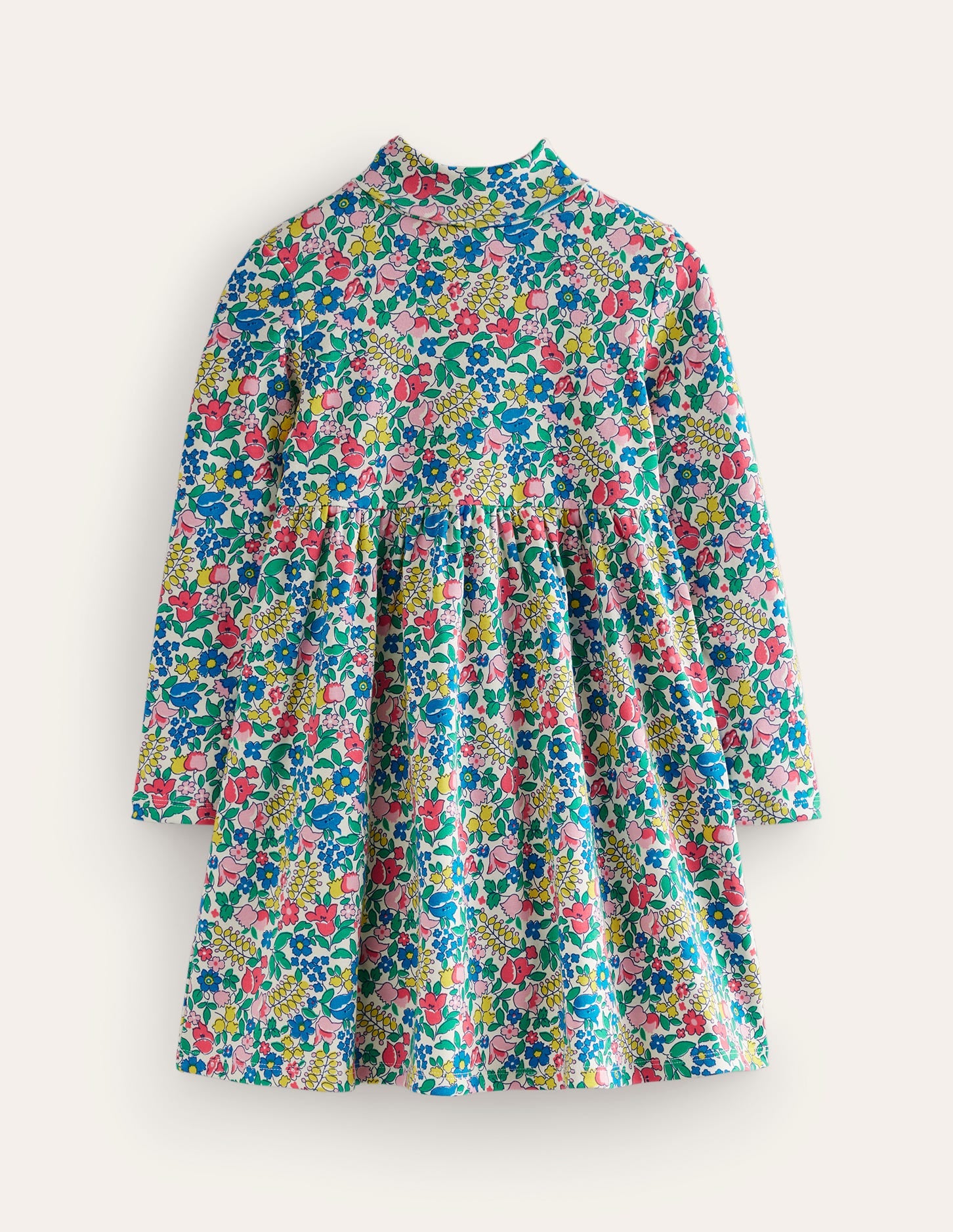 Roll Neck Jersey Dress-Multi Flowerbed - Image 1