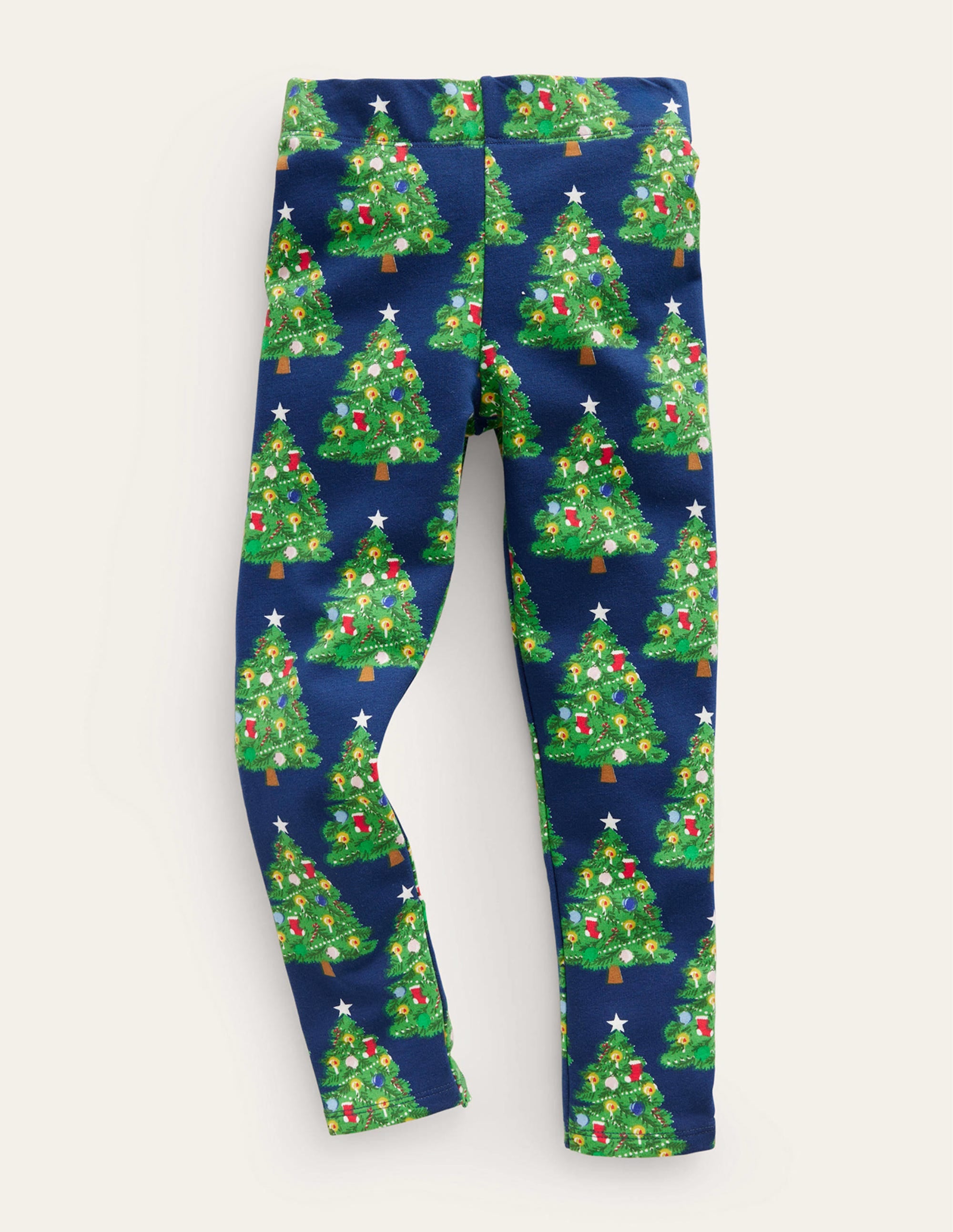 Fun Cosy Leggings-College Navy Christmas Trees - Image 1