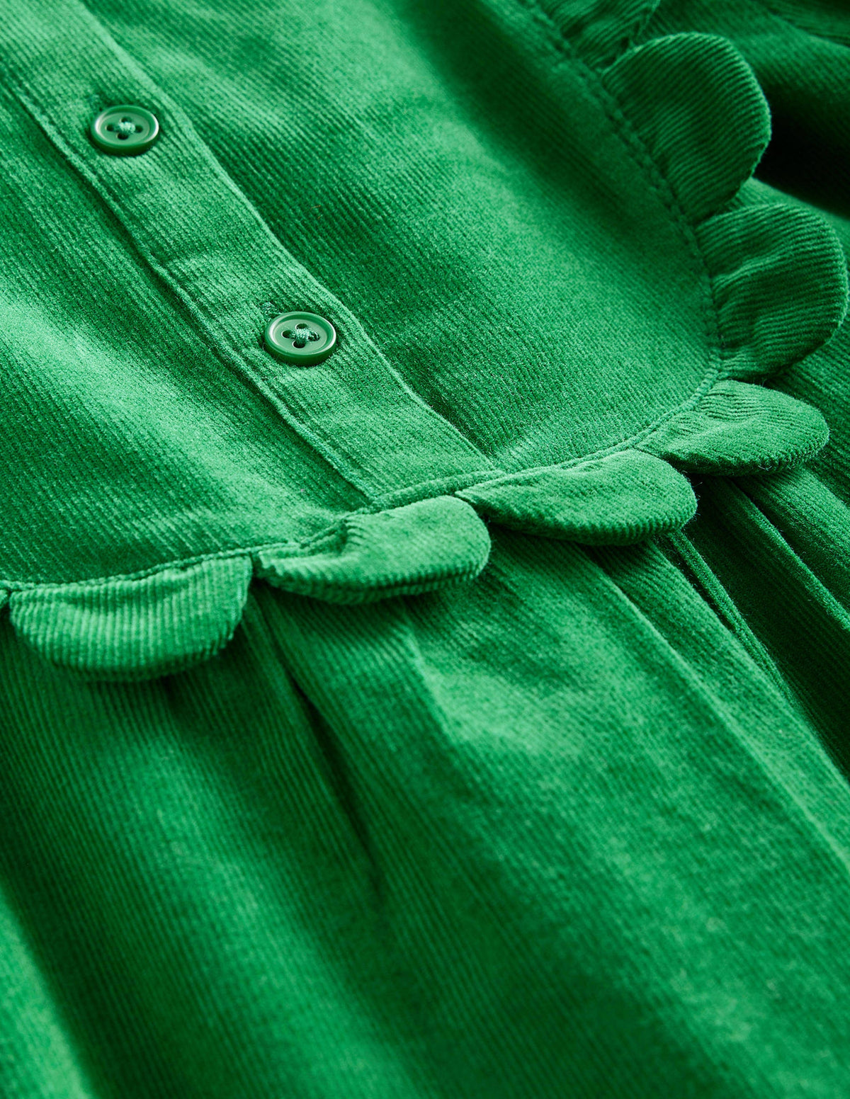 Scallop Cord Dress-Deep Green-3