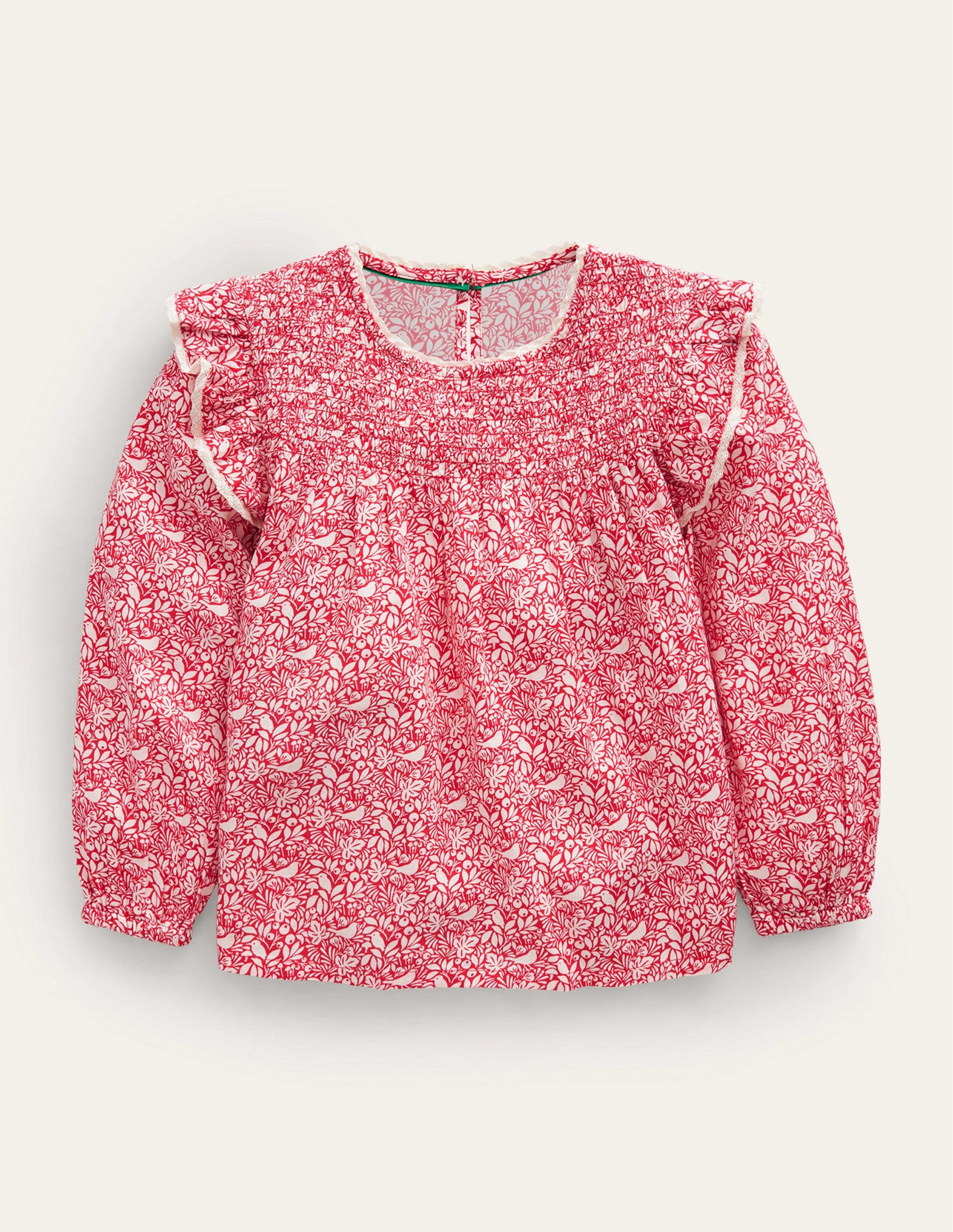 Smocked Ruffle Blouse-Rockability Red Robins-1