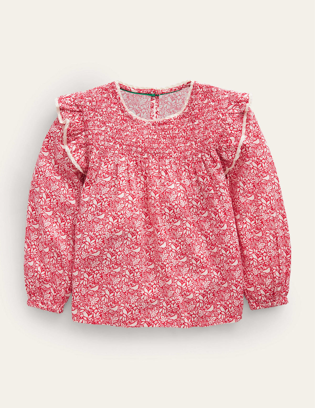 Smocked Ruffle Blouse-Rockability Red Robins - Image 1