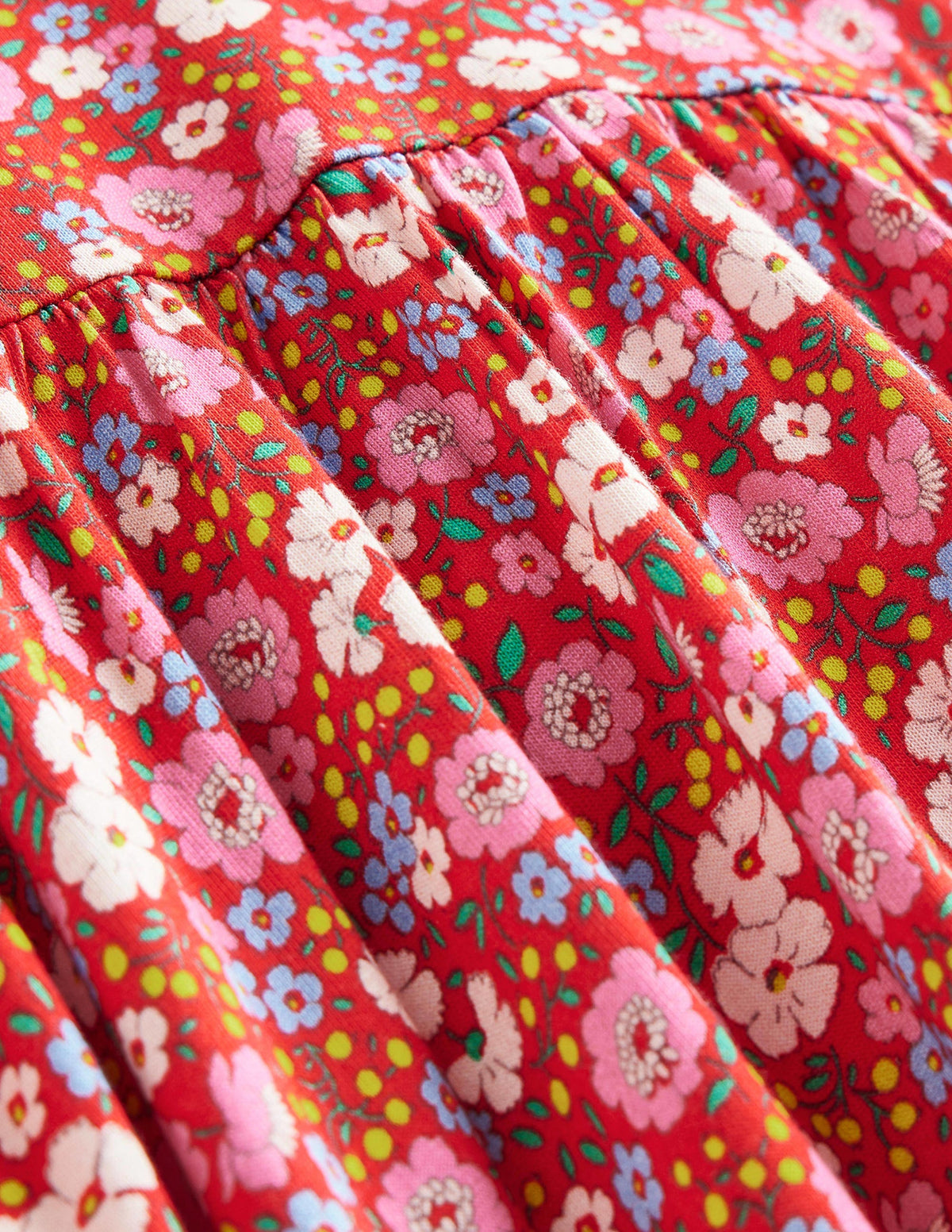 Lace Collar Jersey Dress-Brilliant Red Festive Flower - Image 3