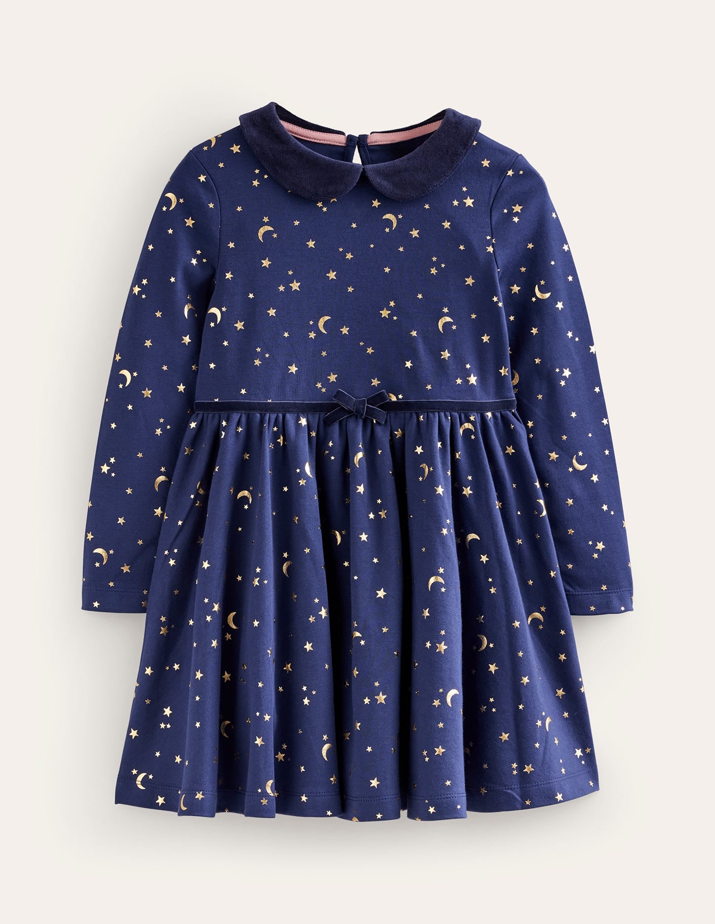 Collared Twirly Dress-College Navy Gold Foil Star - Image 1