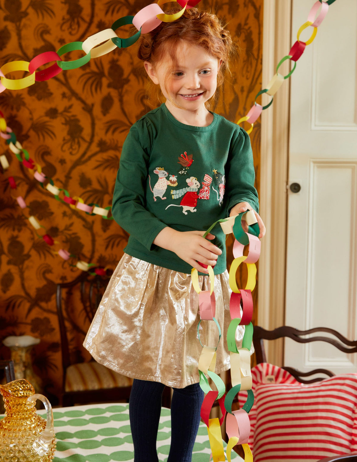 Metallic Party Skirt-Gold Metallic-4