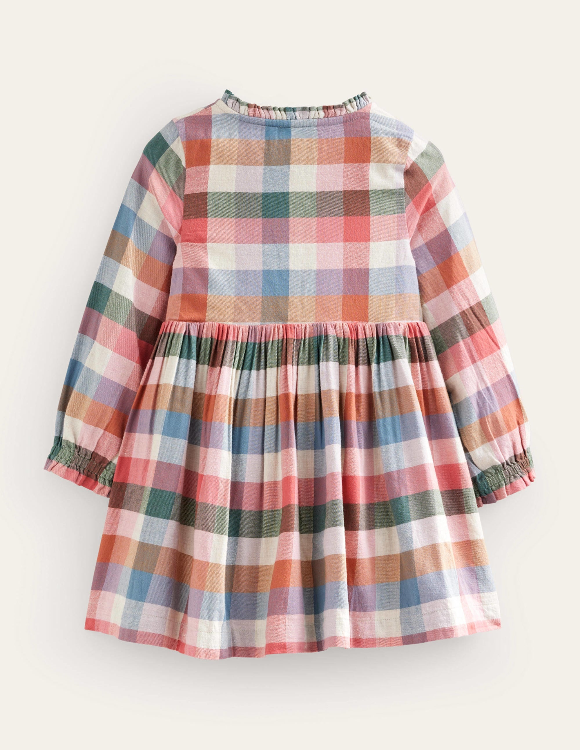 Drop Waist Shirt Dress-Pink / Green Multi Gingham - Image 2