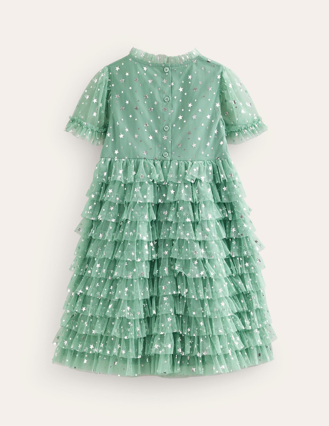 Ruffle Tulle Star Dress-Csarite Green Foil Stars - Image 2
