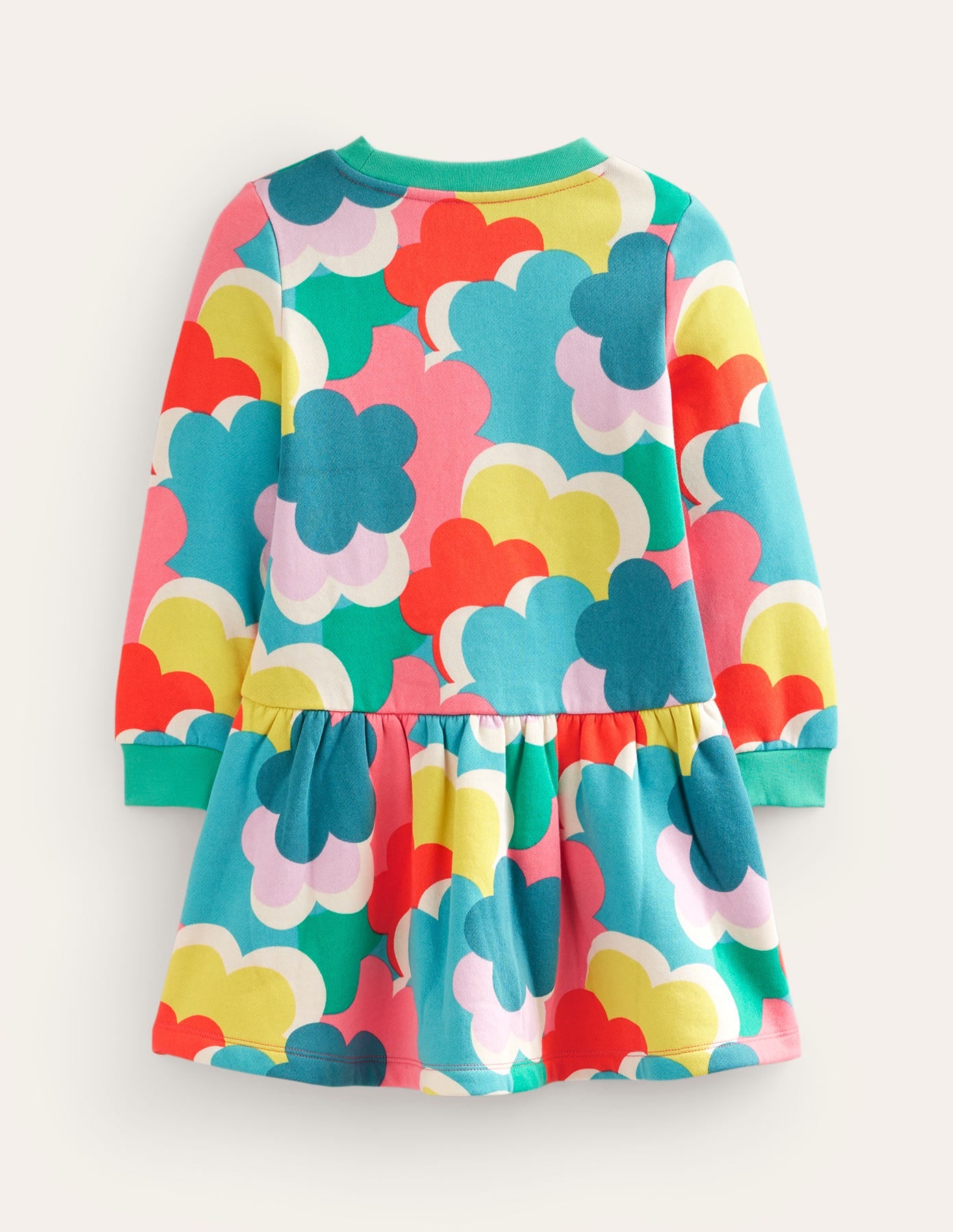 Cosy Printed Sweatshirt Dress-Multi Rainbow Clouds - Image 2