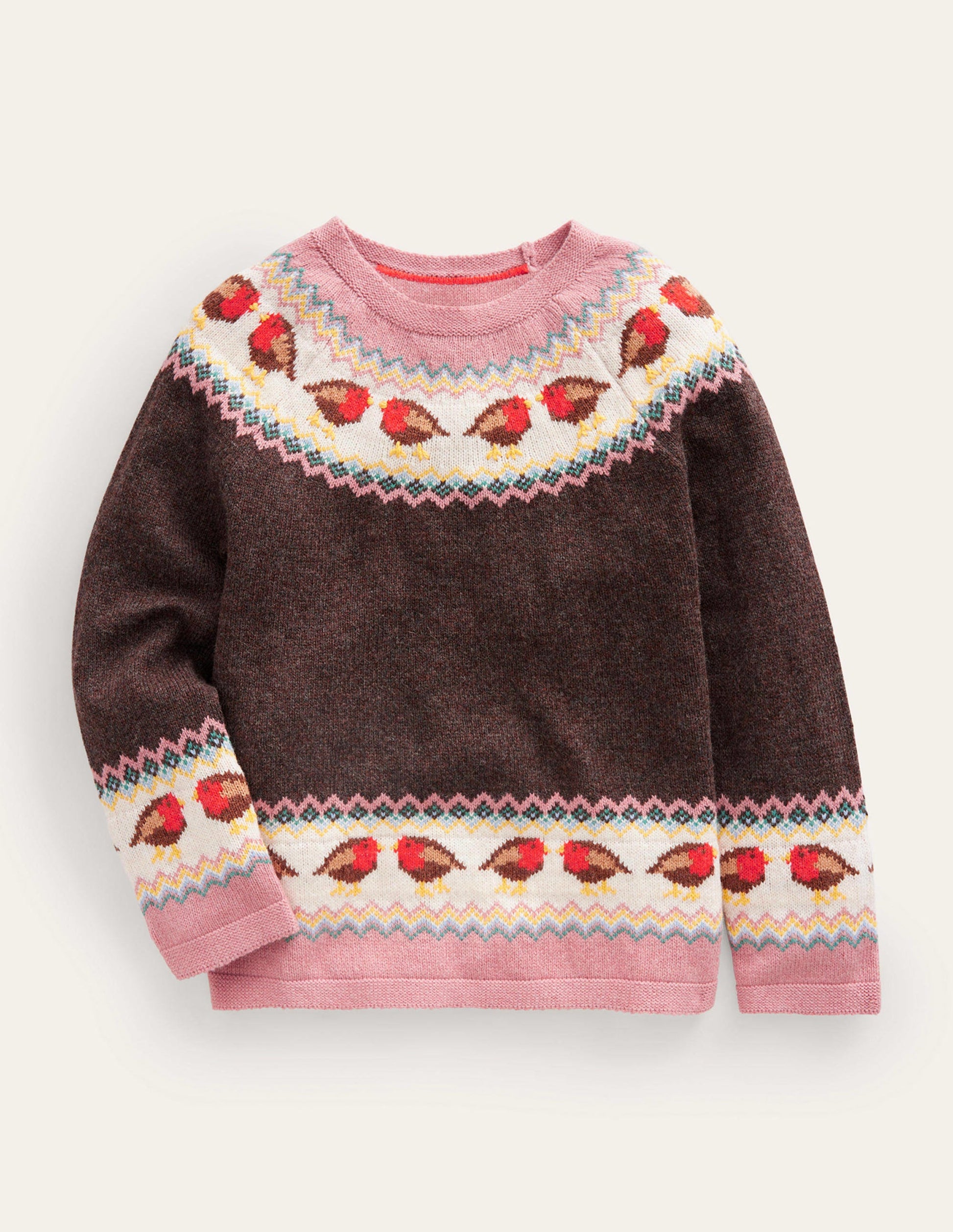 Swing Fair Isle Jumper-Charcoal Grey Robins-1