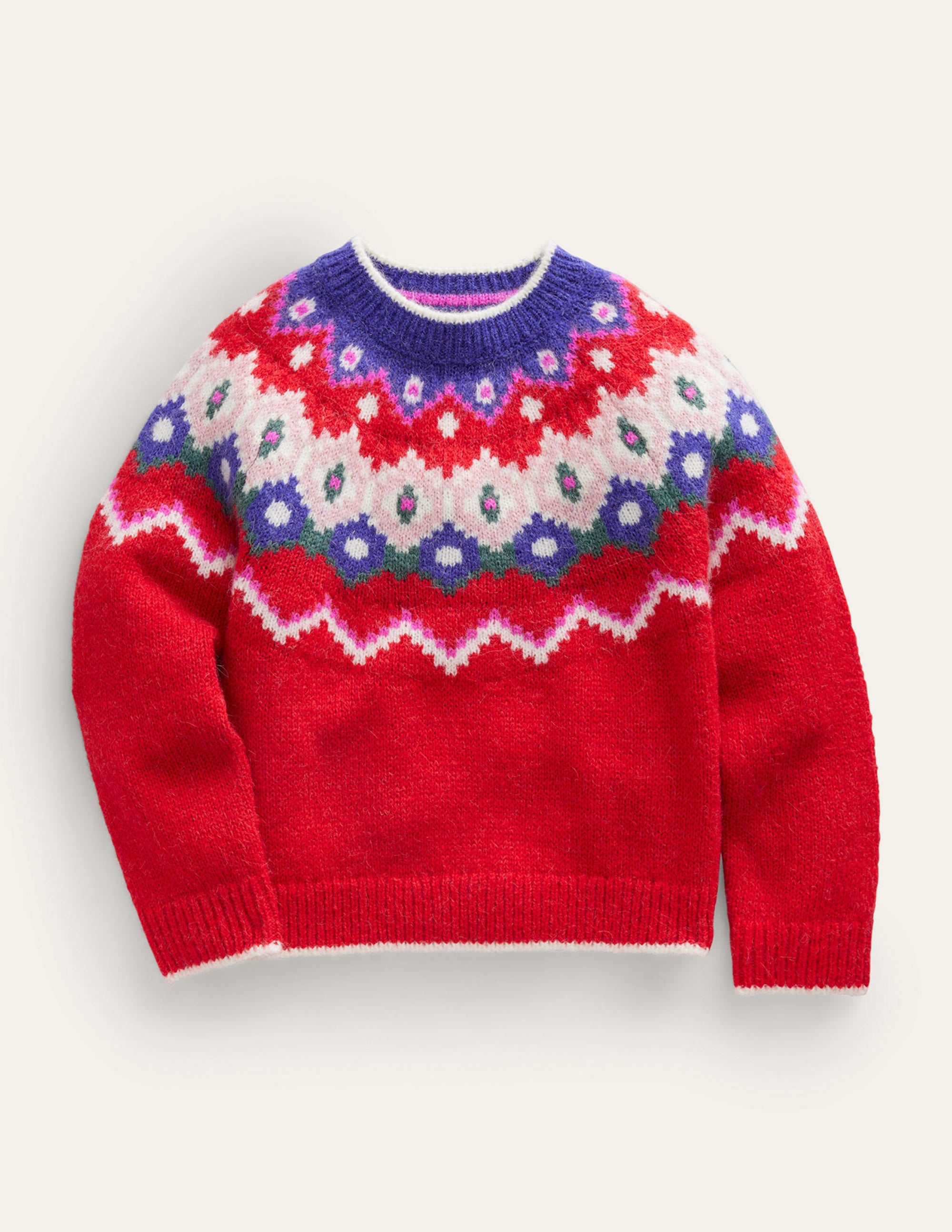 Cosy Fair Isle Jumper-Jam Red - Image 1
