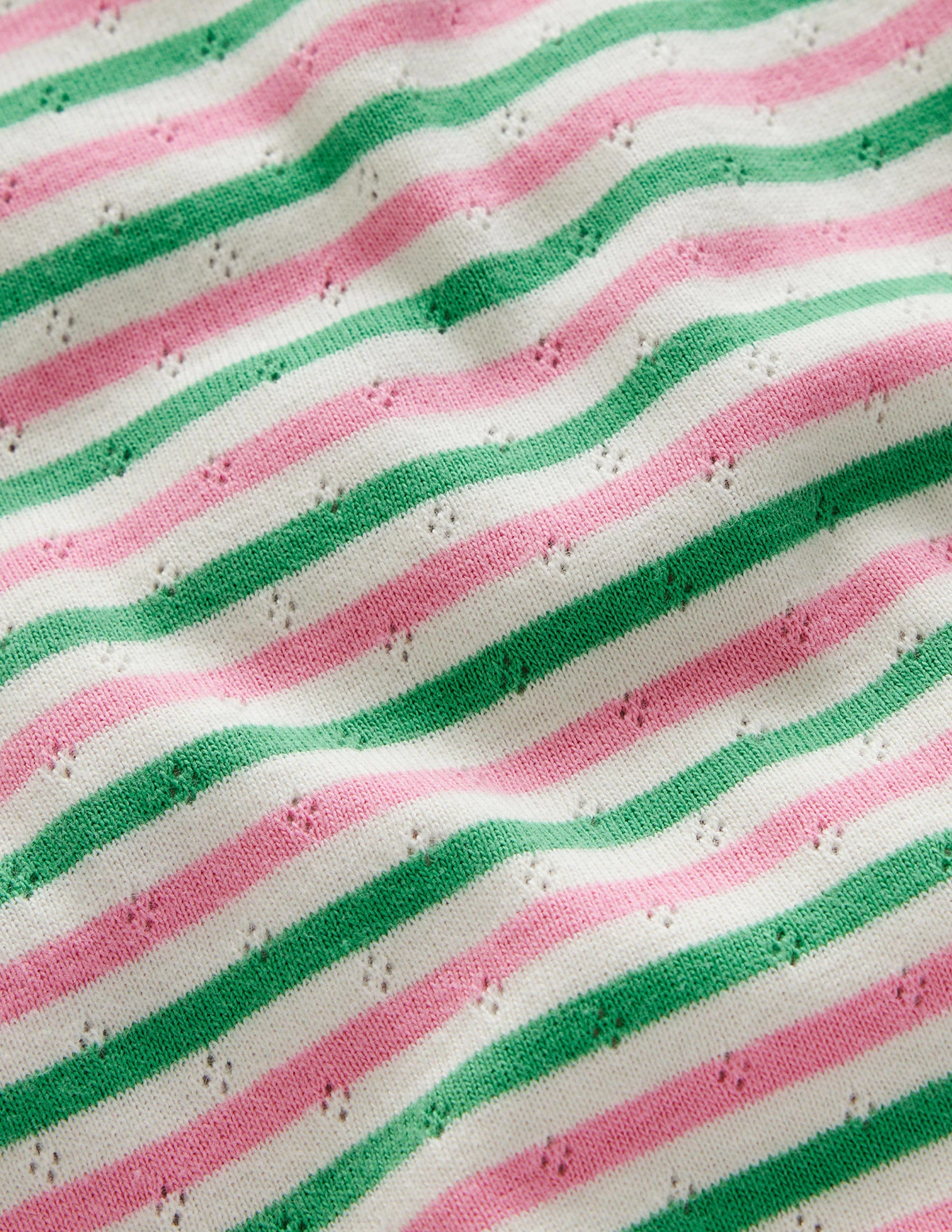 Short-sleeved Pointelle Top-Bubblegum Pink/Aloe Green-3