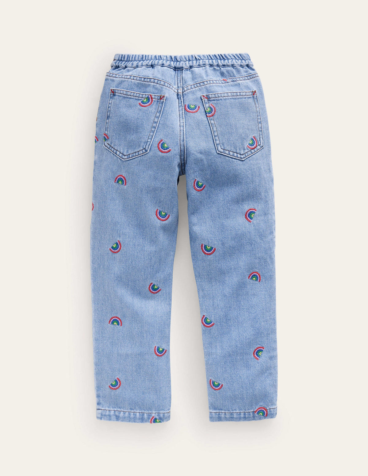 Denim Pull-on Jean-Scattered Rainbow Embroidery-2